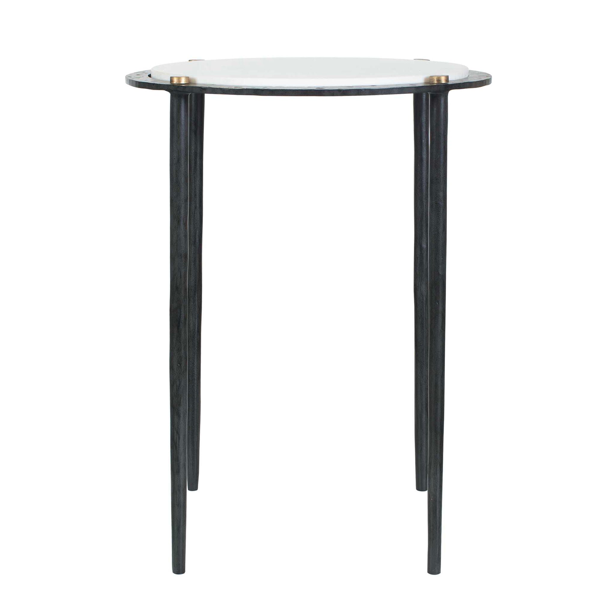 Wren - Round Marble Accent Table - Bronze / White