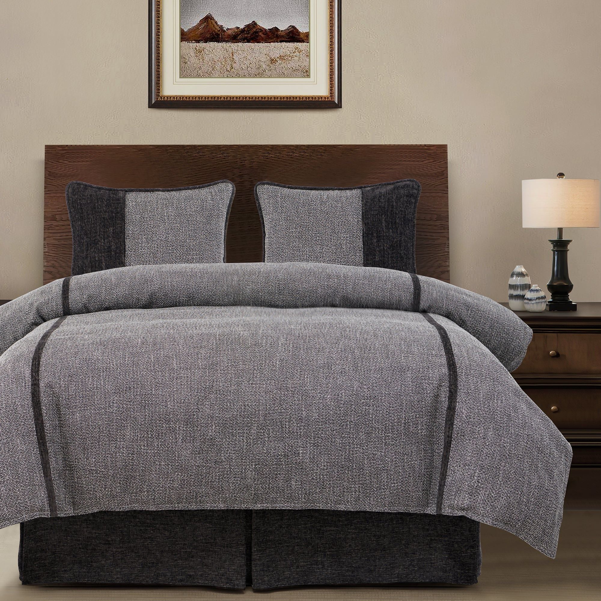 Hamilton - Queen Tweed Comforter Set (Set of 4) - Gray