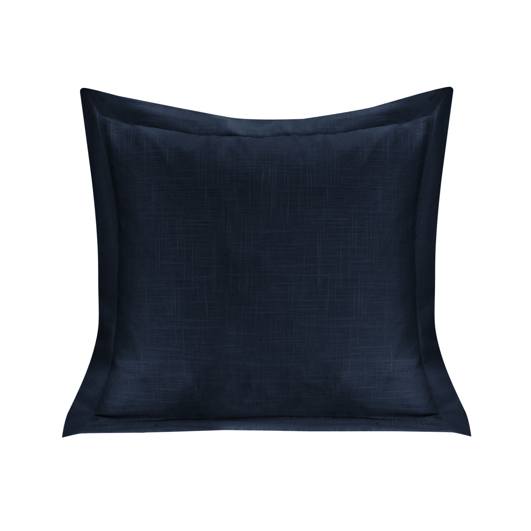 Luna - Single Flanged Washed Linen Pillow - Navy