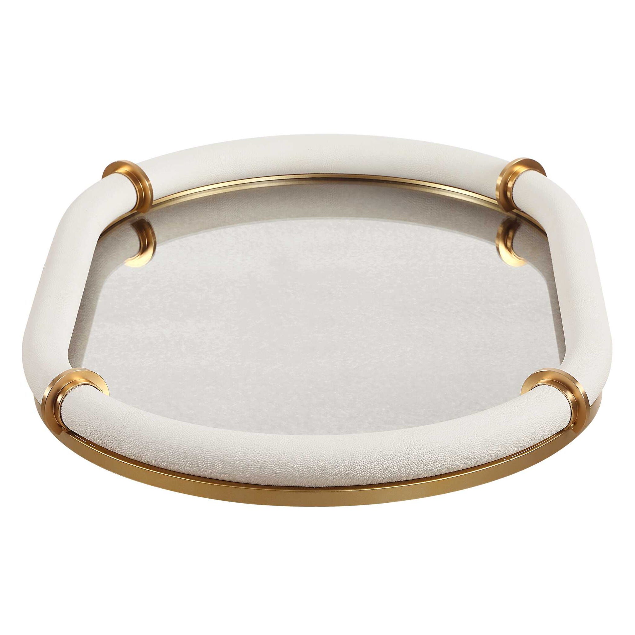 Cyprus - Leather Oval Tray - White