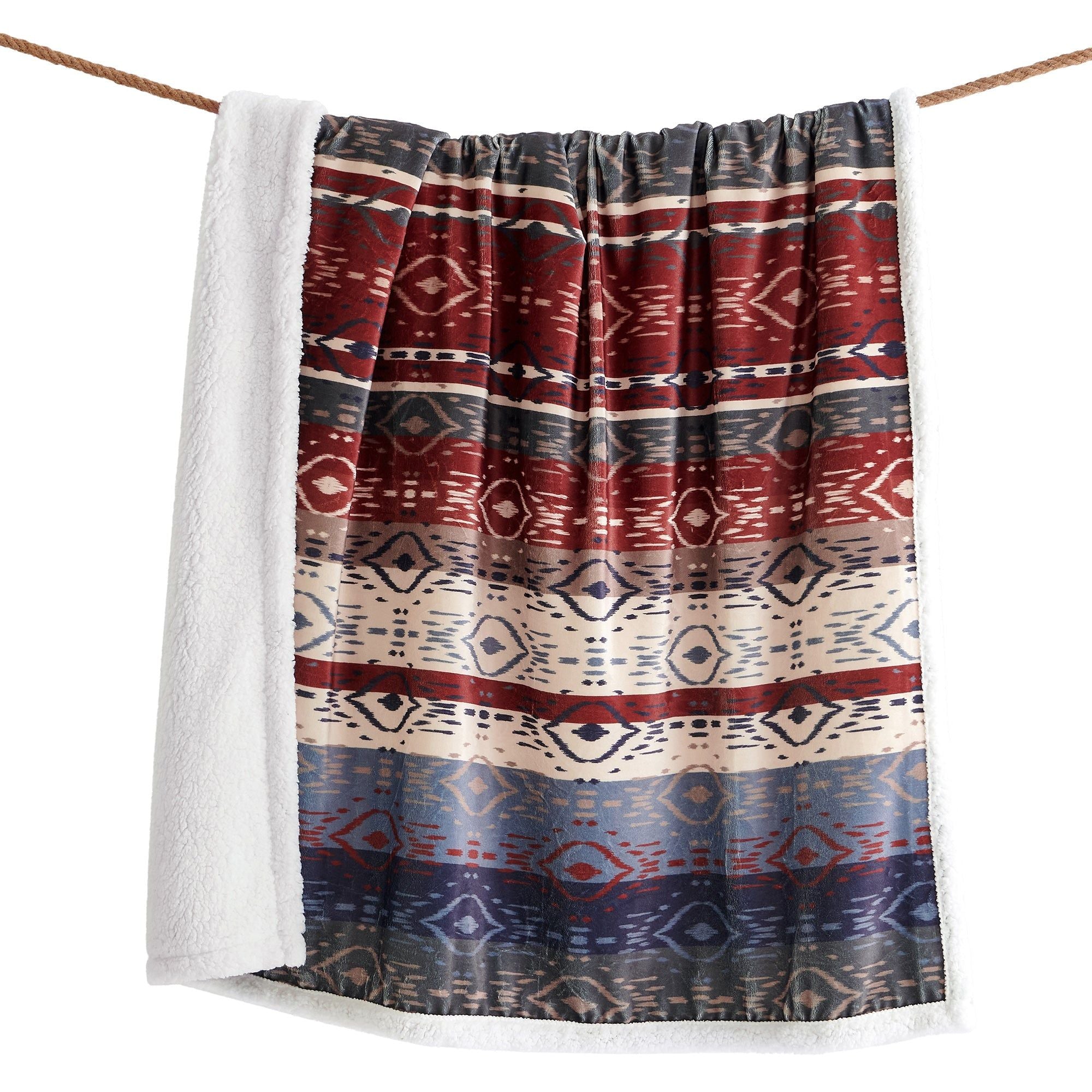 Campfire - Home On The Range Aztec Campfire Sherpa Throw 6 Per Carton - Multi Color