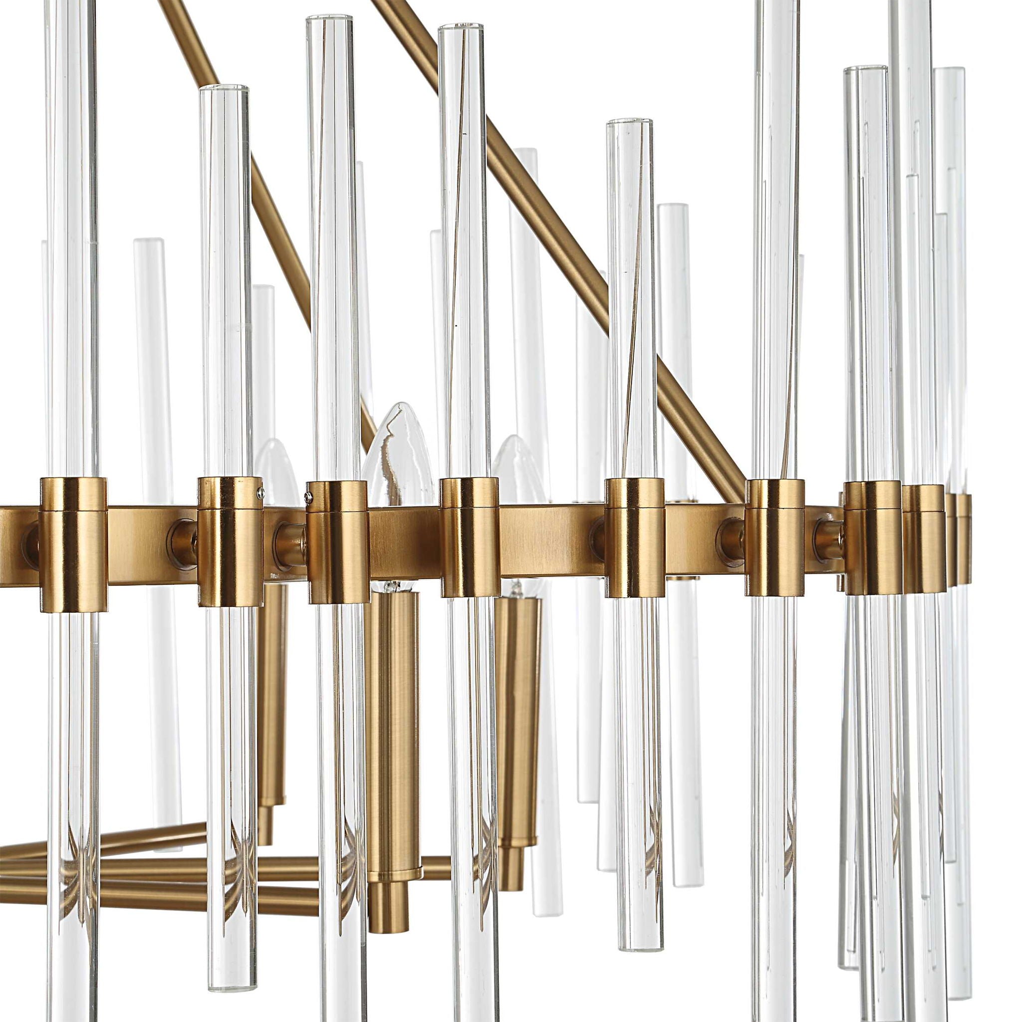 Crystal - Stick 8 Light Chandelier - Brass