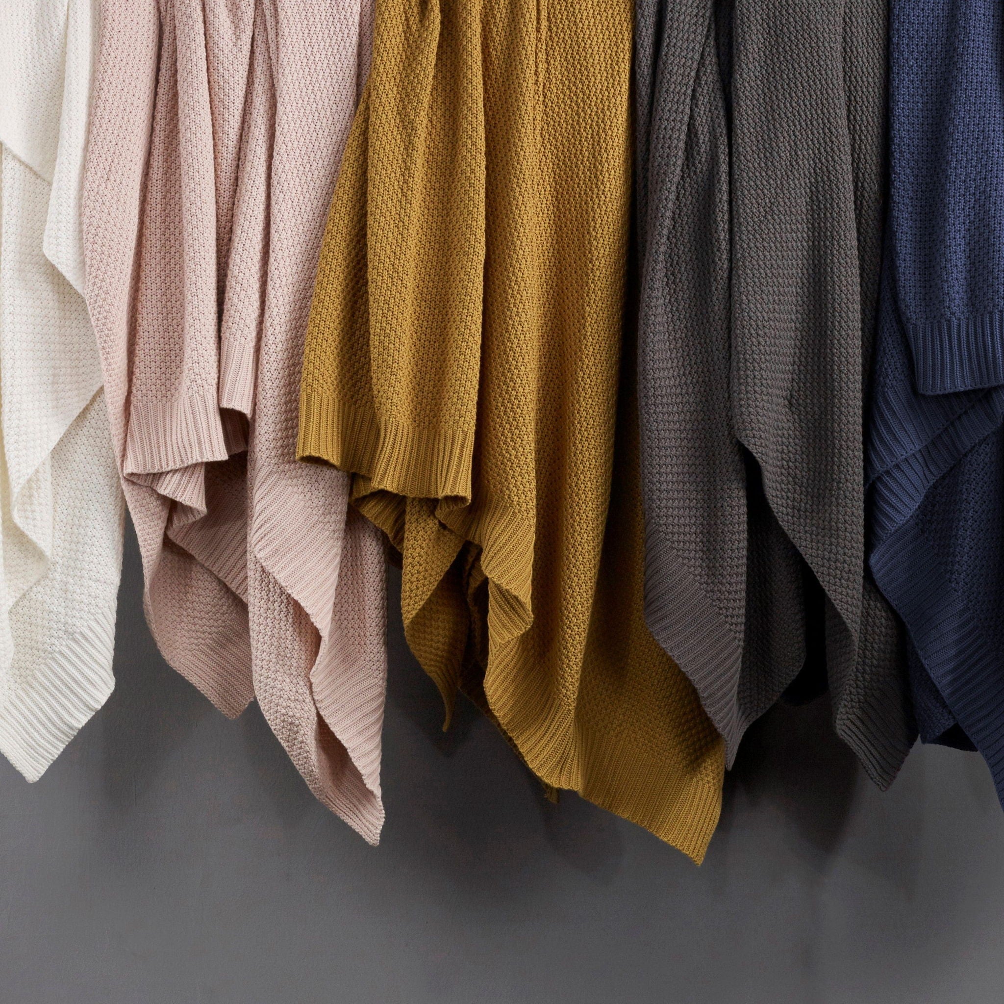 Cotton Knit - Throw Blanket - Slate