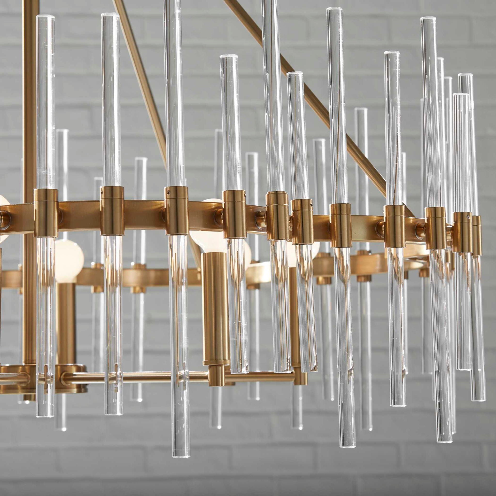Crystal - Stick 8 Light Chandelier - Brass