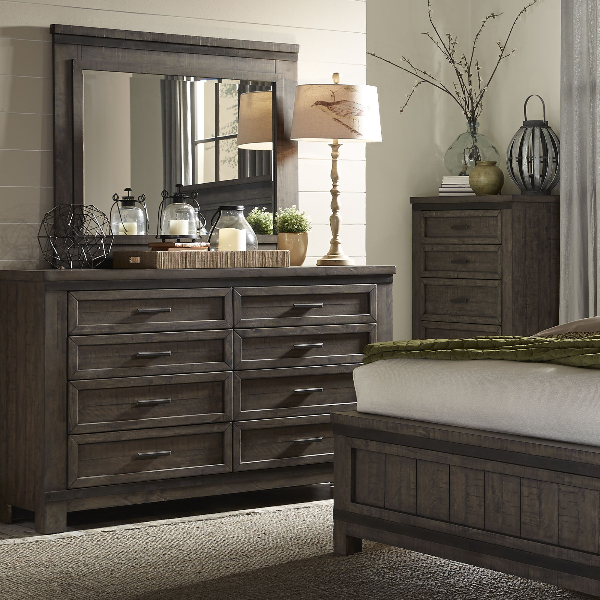 Thornwood Hills - Dresser & Mirror - Rock Beaten Brown