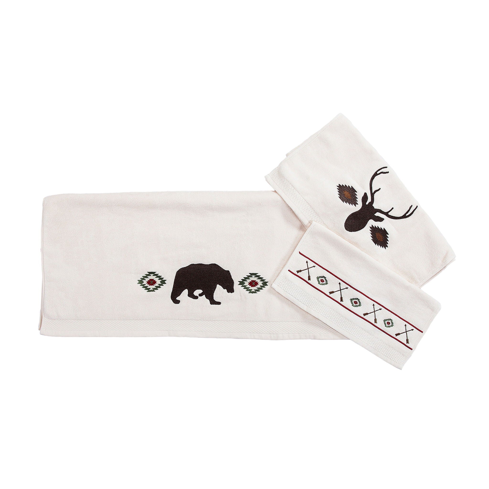 Aztec Bear - Towel Set (Set of 3), 2 Per Carton - Cream