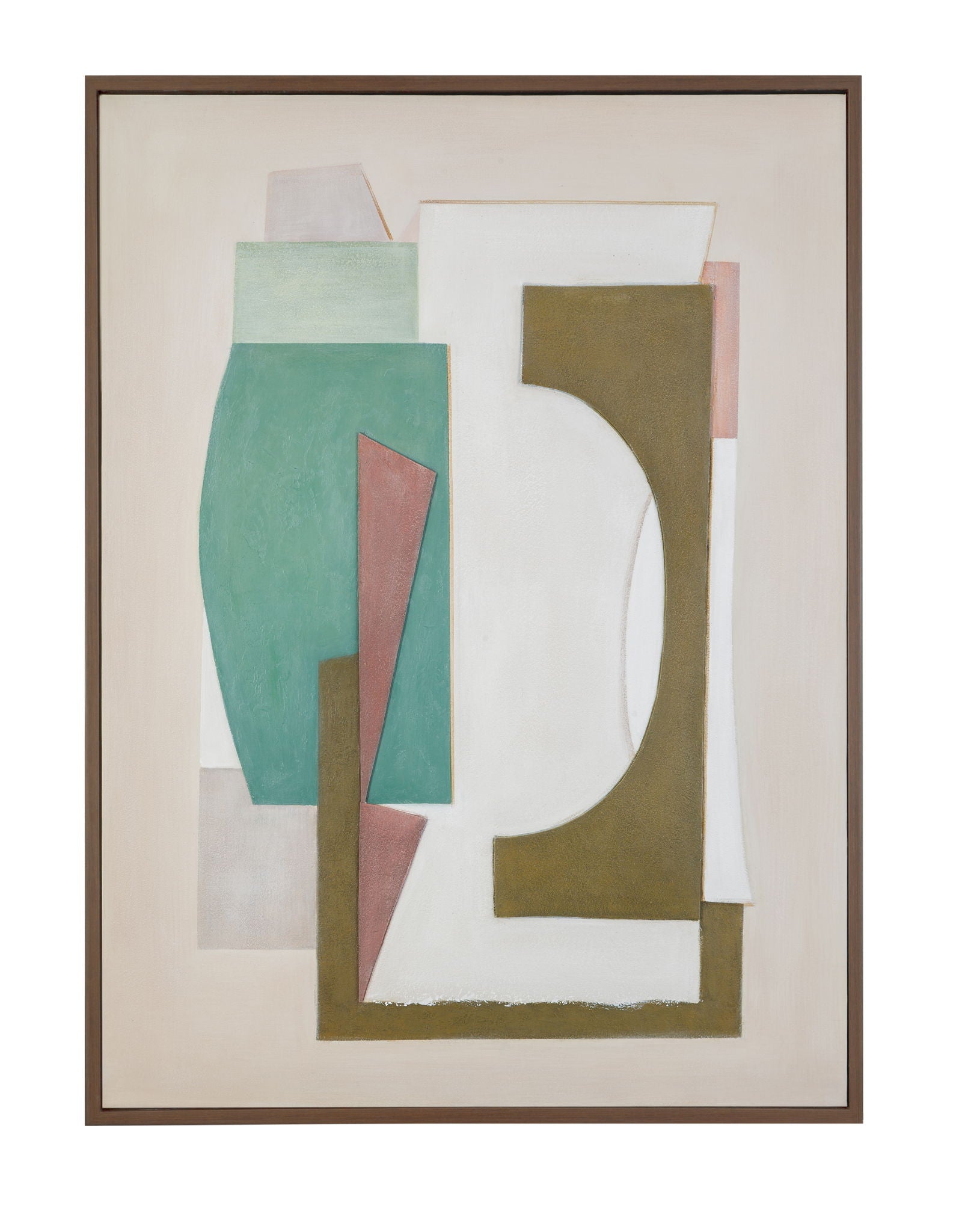 Layered Geometry Framed Canvas - Green