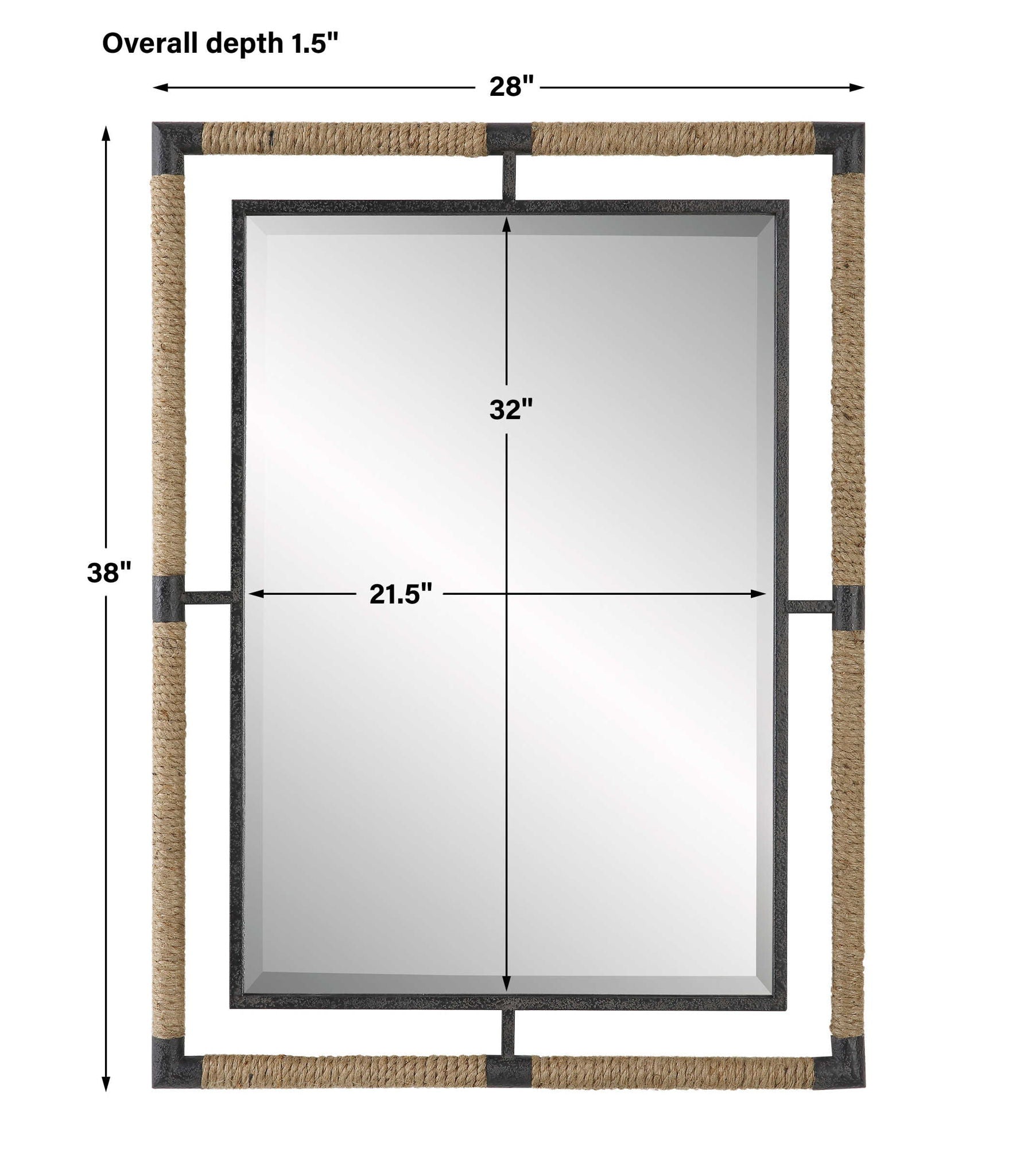 Melville - Iron & Rope Mirror - Light Brown