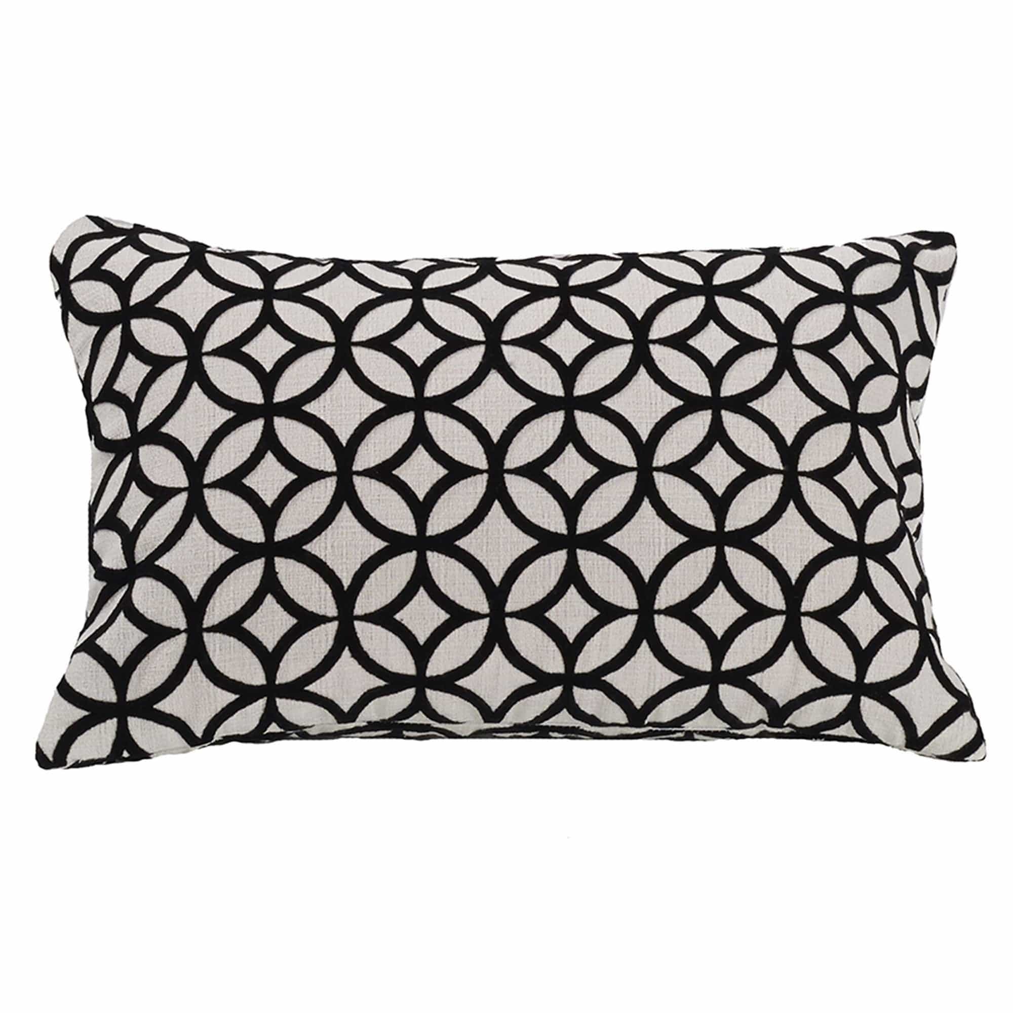Augusta Toile - Cut Velvet Lumbar Pillow - Black / White