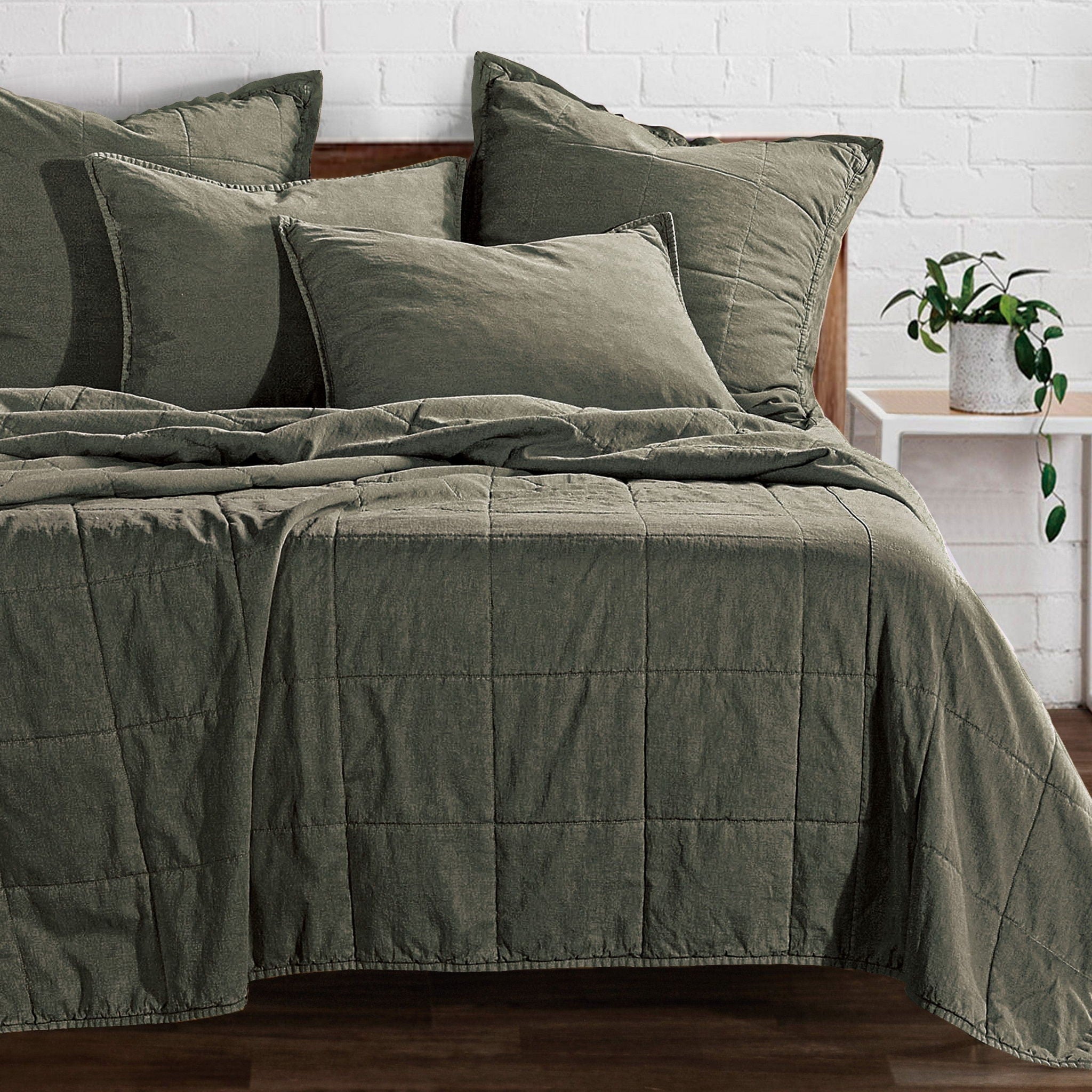 Cotton Canvas - Twin Stonewashed Coverlet Set (Set of 2) - Duffle Bag