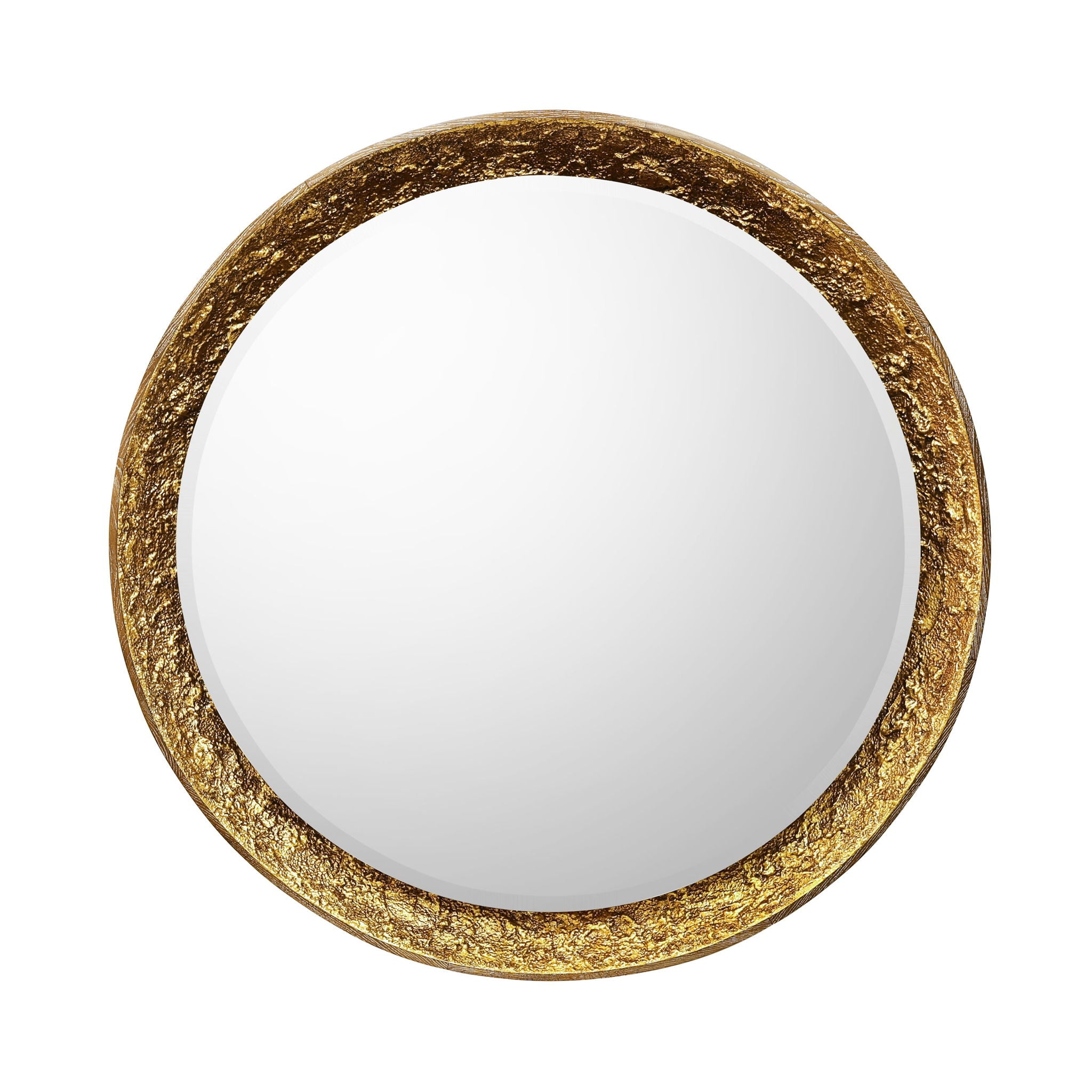 Gilded Oak Lighted Mirror, Round