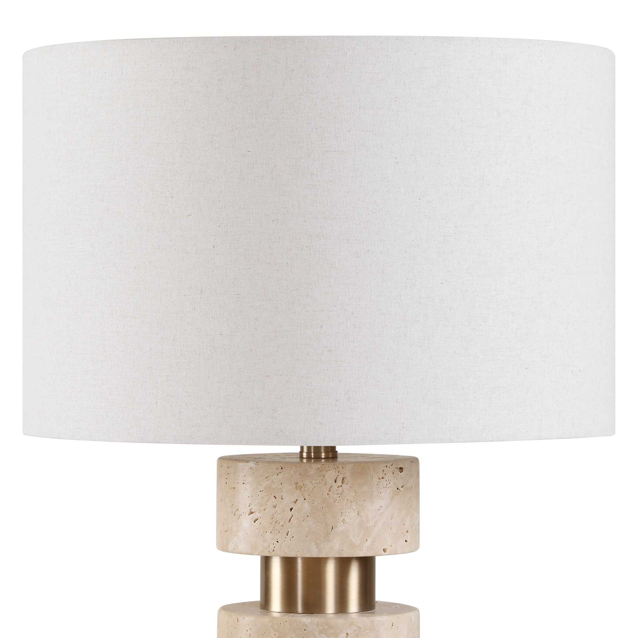 Makani - Travertine Table Lamp - Brass / Gold / White