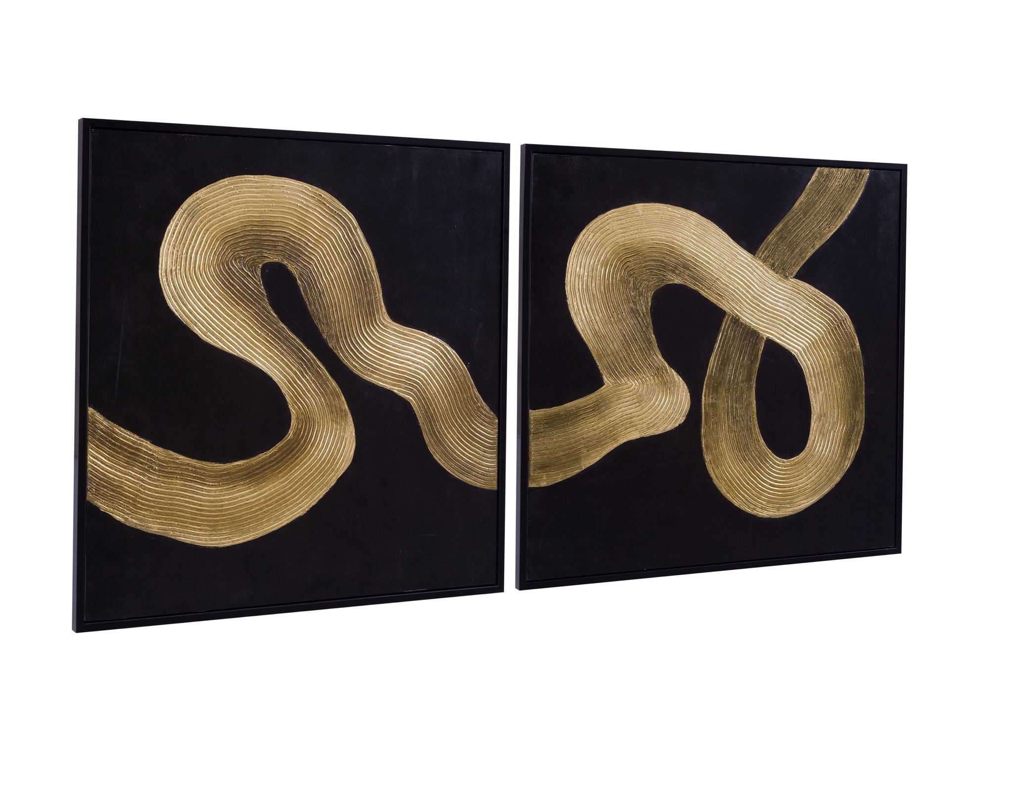 Connected Frame Canvas (Set of 2) - Black / Gold