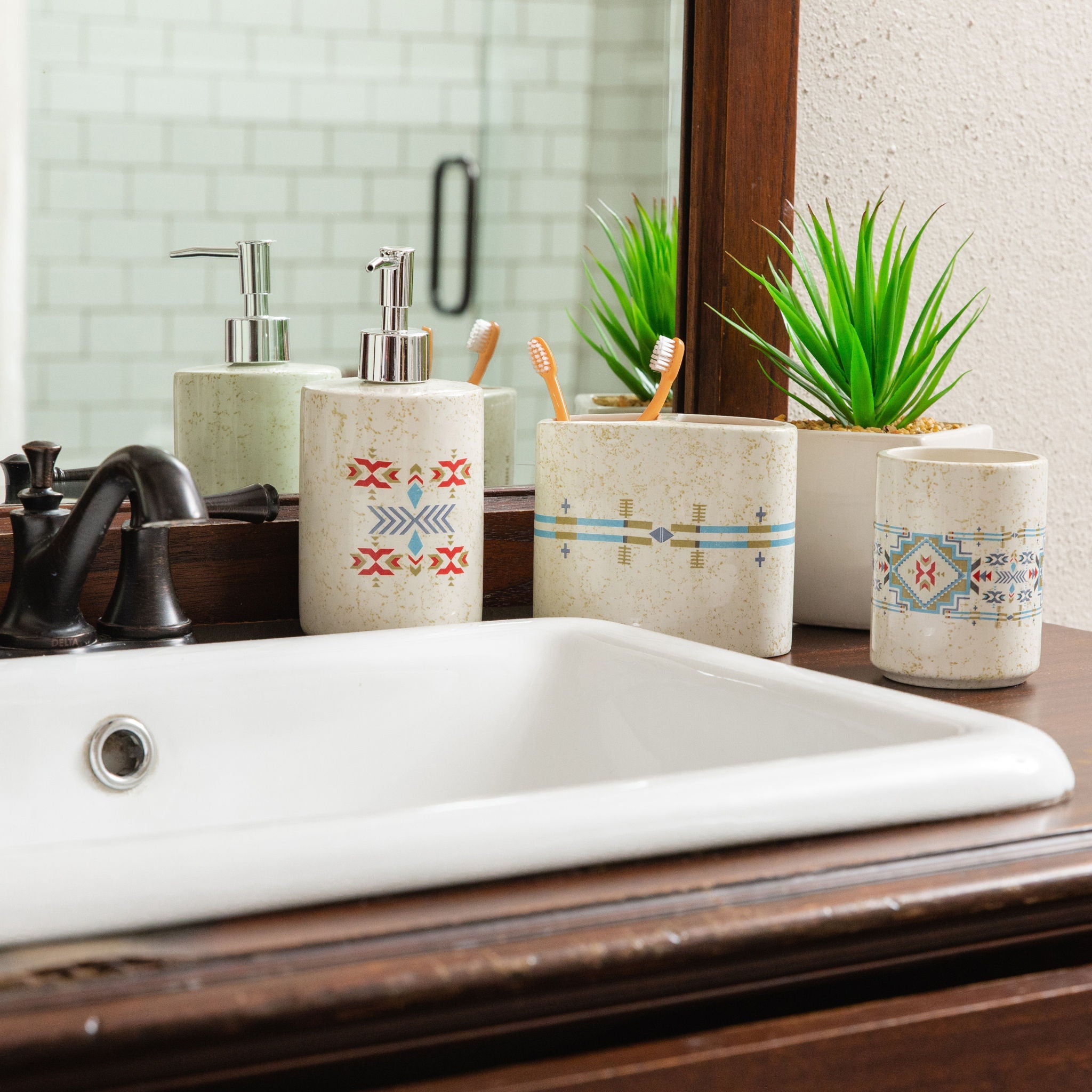 Spirit Valley - Ceramic Countertop Bathroom Set (Set of 3), 4 Per Carton - Cream