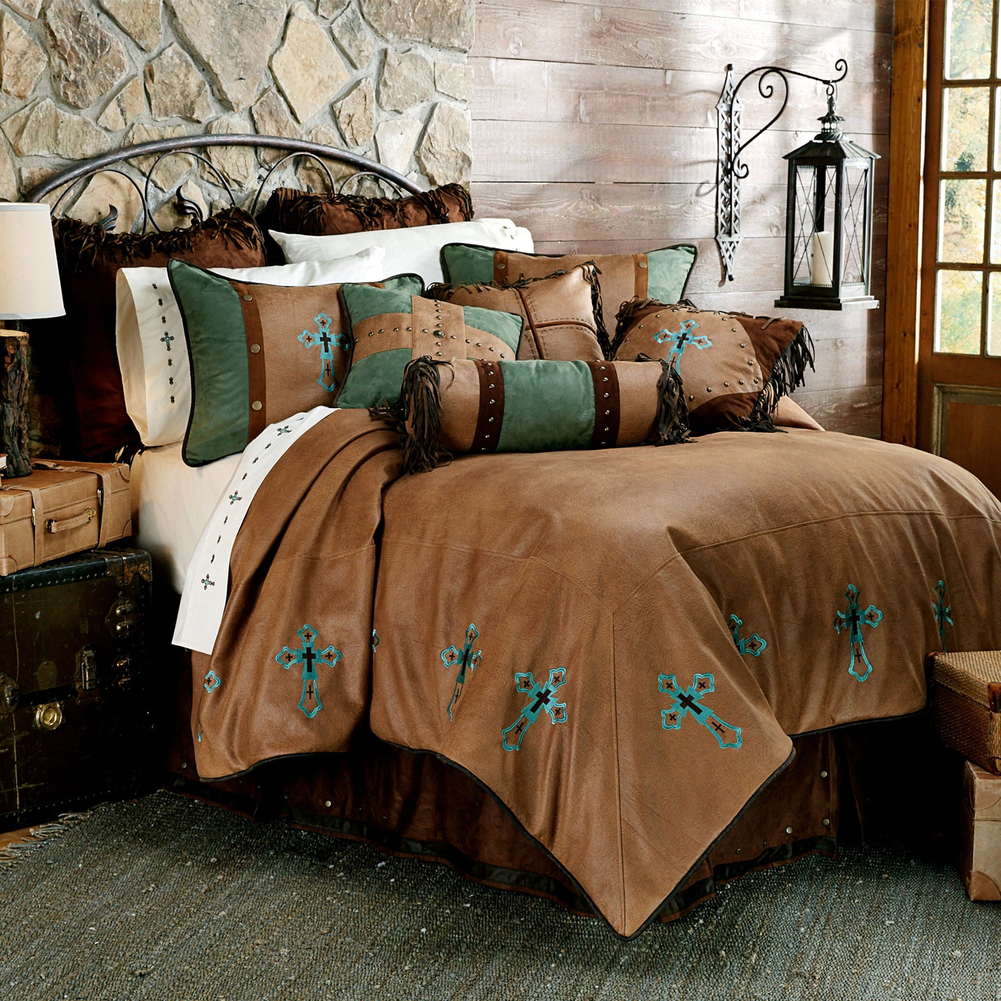 Las Cruces - Queen II Comforter Set (Set of 5) - Tan / Turquoise