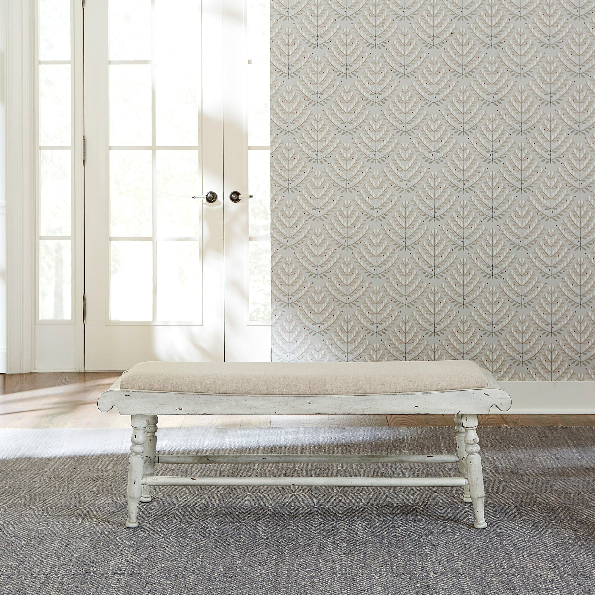 Whitney - Bench - Antique Linen / Weathered Gray