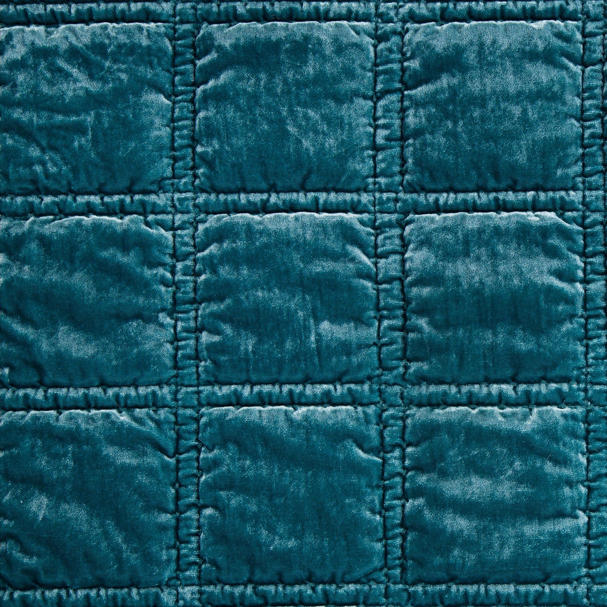 Stella - Faux Silk Velvet Double Box Stitch Throw - Teal