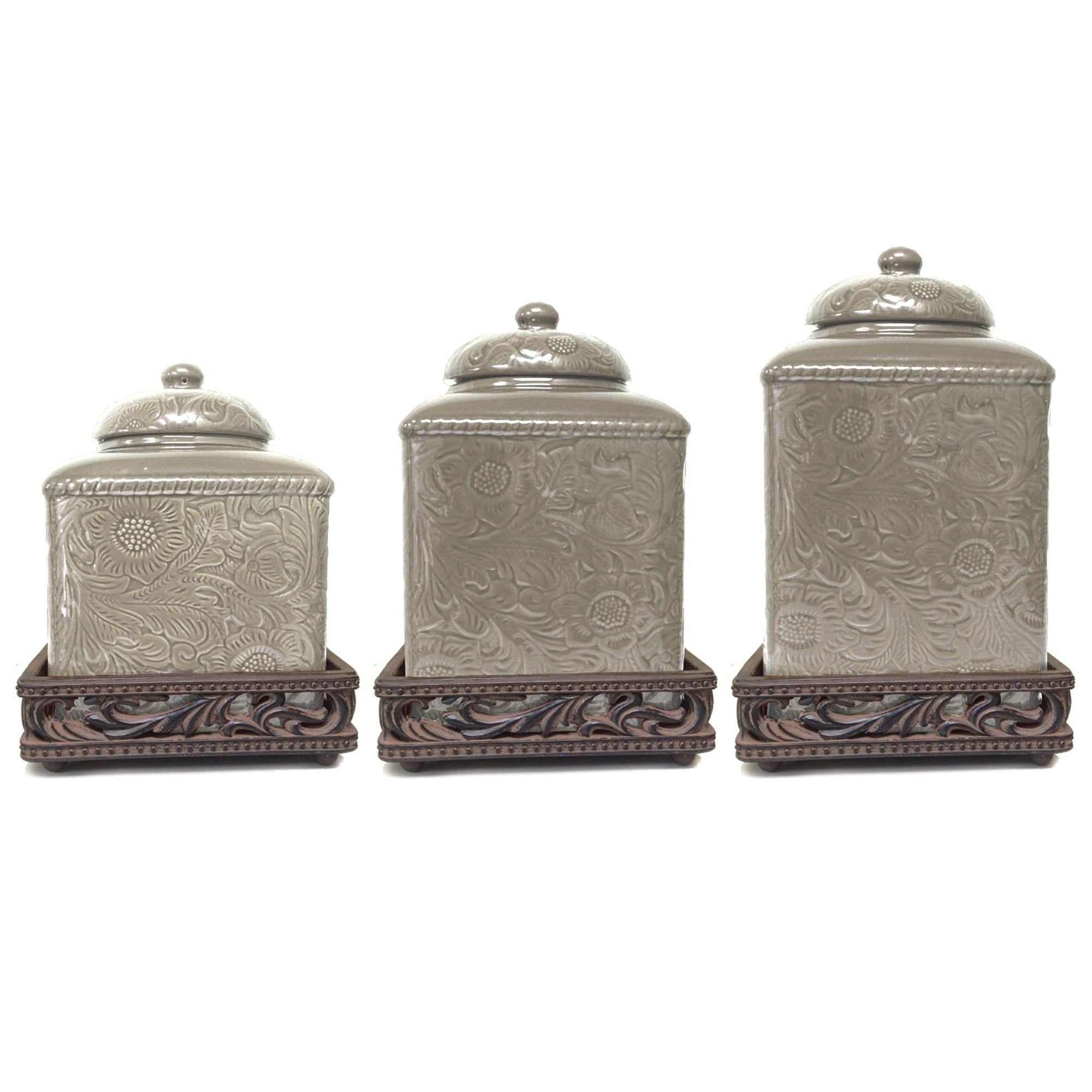 Savannah - Canister & Base Set (Set of 6) - Taupe