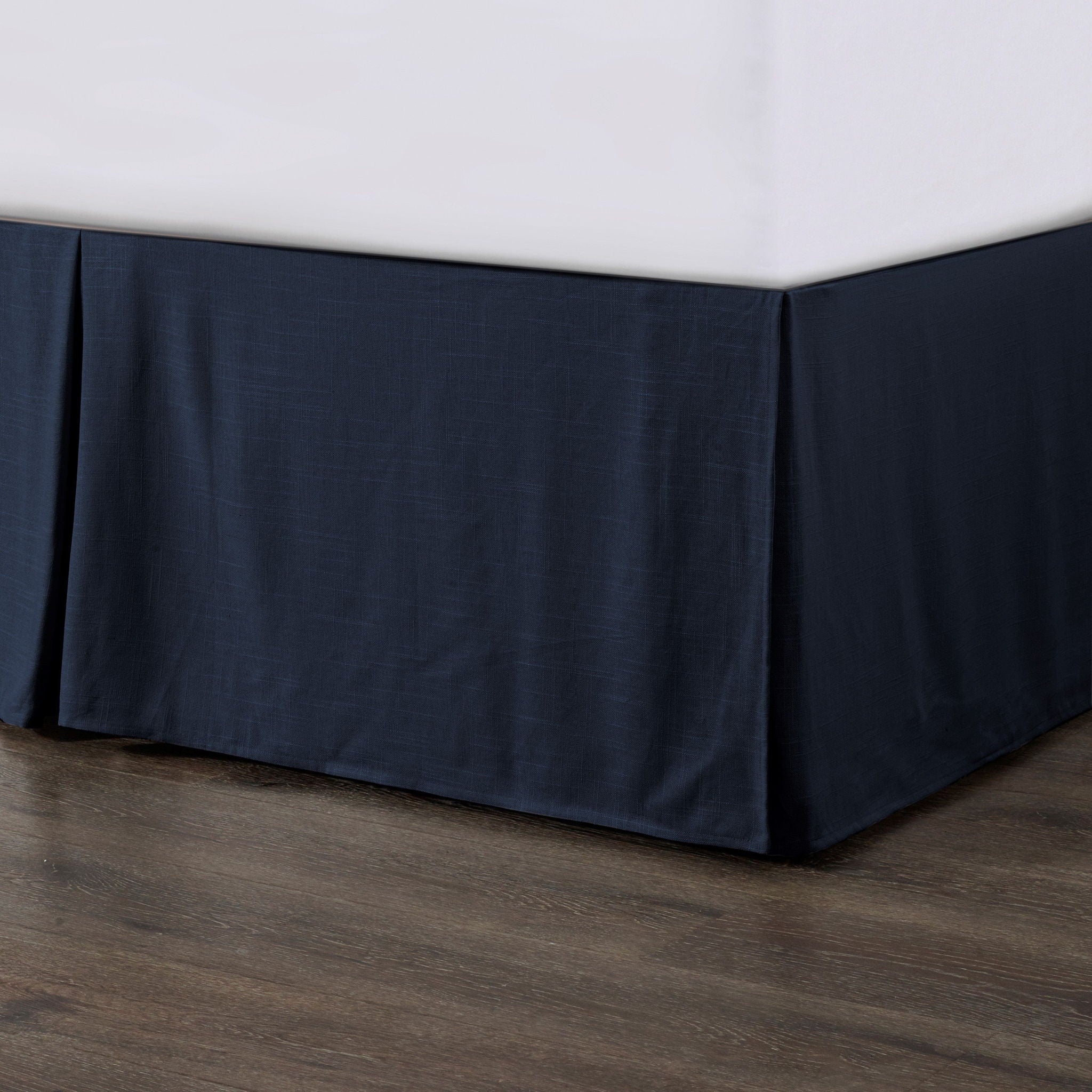Hera - King Washed Linen Tailored Bed Skirt - Navy