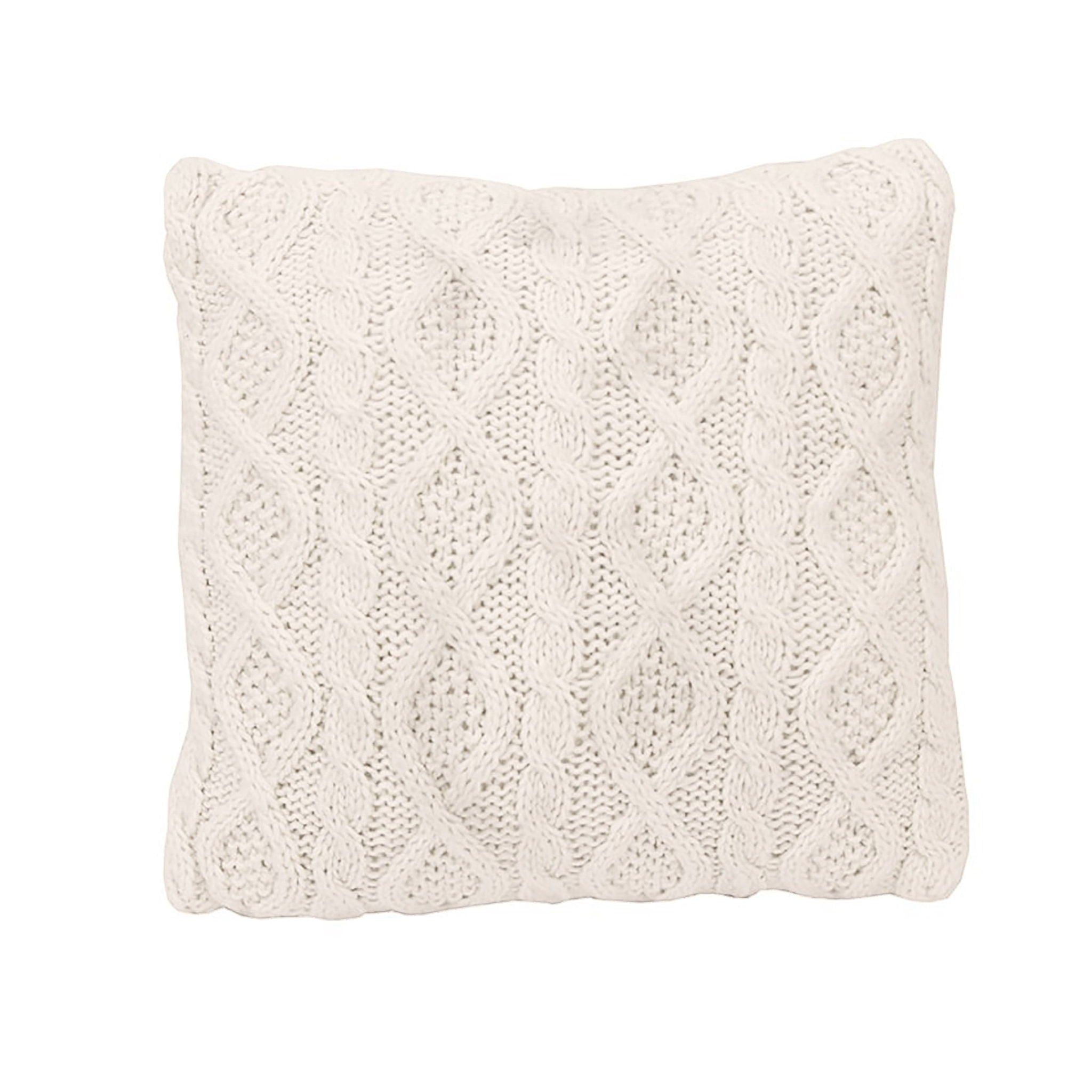 Cable Knit - Soft Diamond Throw Pillow - Cream