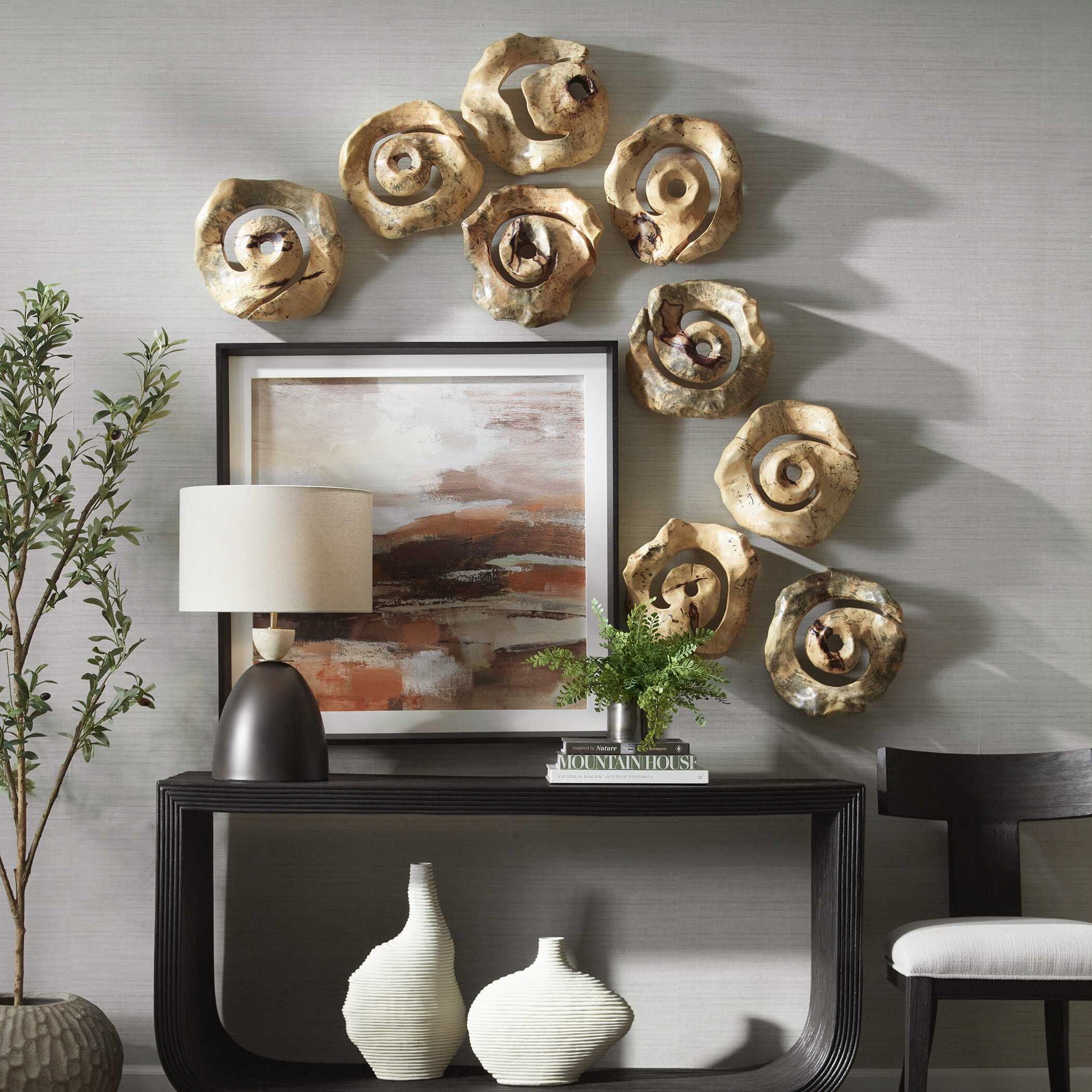 Corkscrew - Wood Wall Decor (Set of 9) - Light Brown