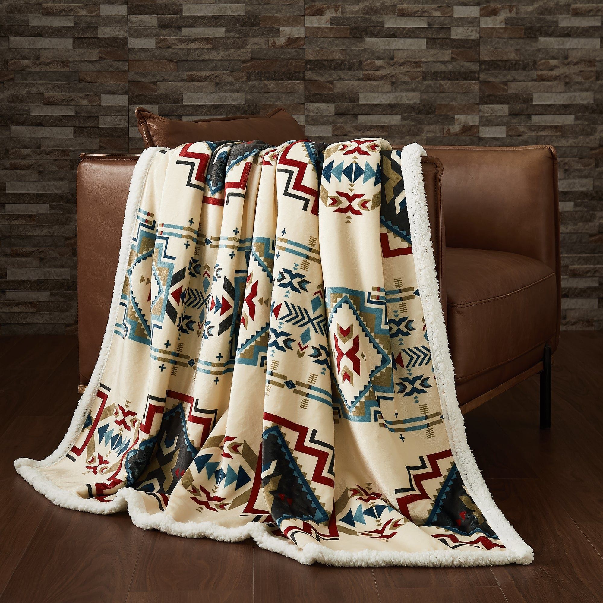 Campfire - Spirit Valley Campfire Sherpa Throw 6 Per Carton - Multi Color
