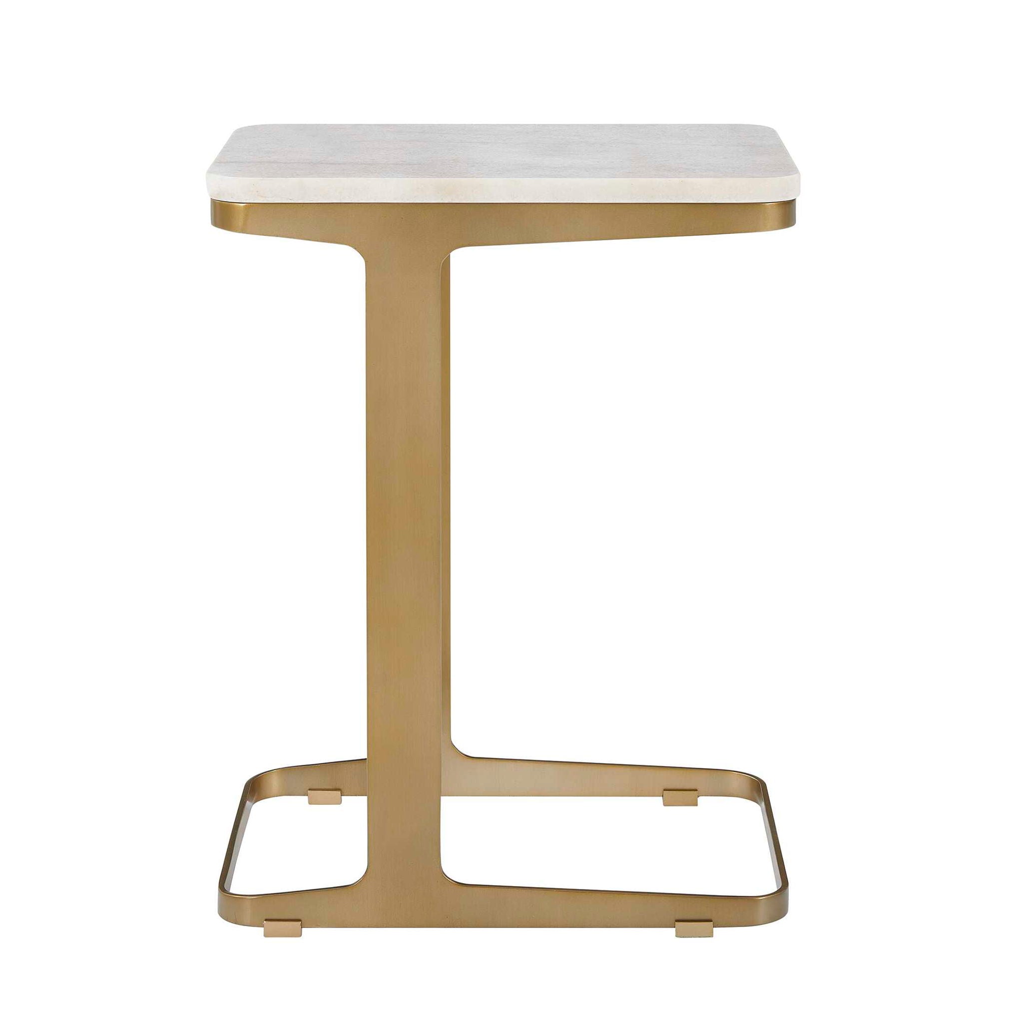 Tylan - Marble Accent Table - Brass / White
