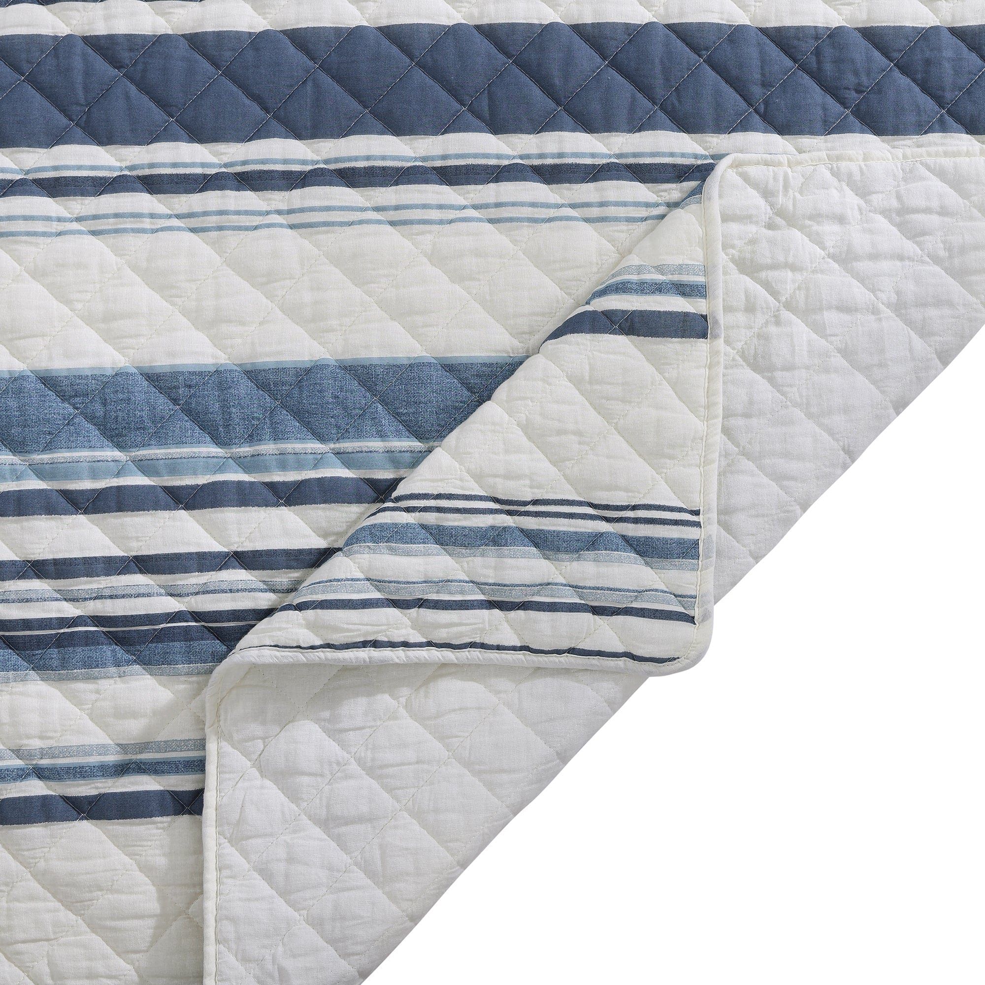Mystic Stripe - King Cotton Gauze Quilt Set (Set of 3) - Navy
