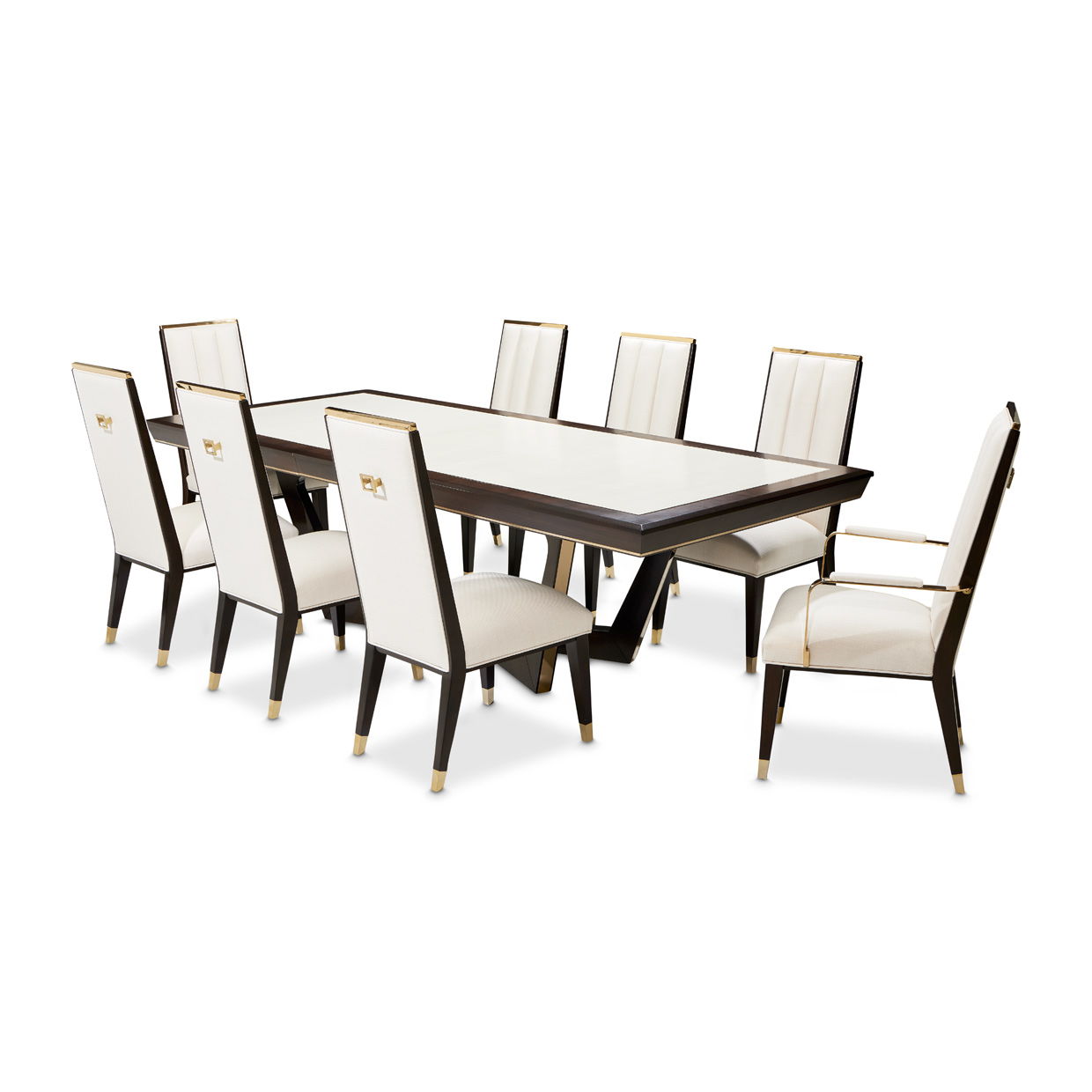 Belmont Place - Rectangular Dining Table - White / Dark Brown