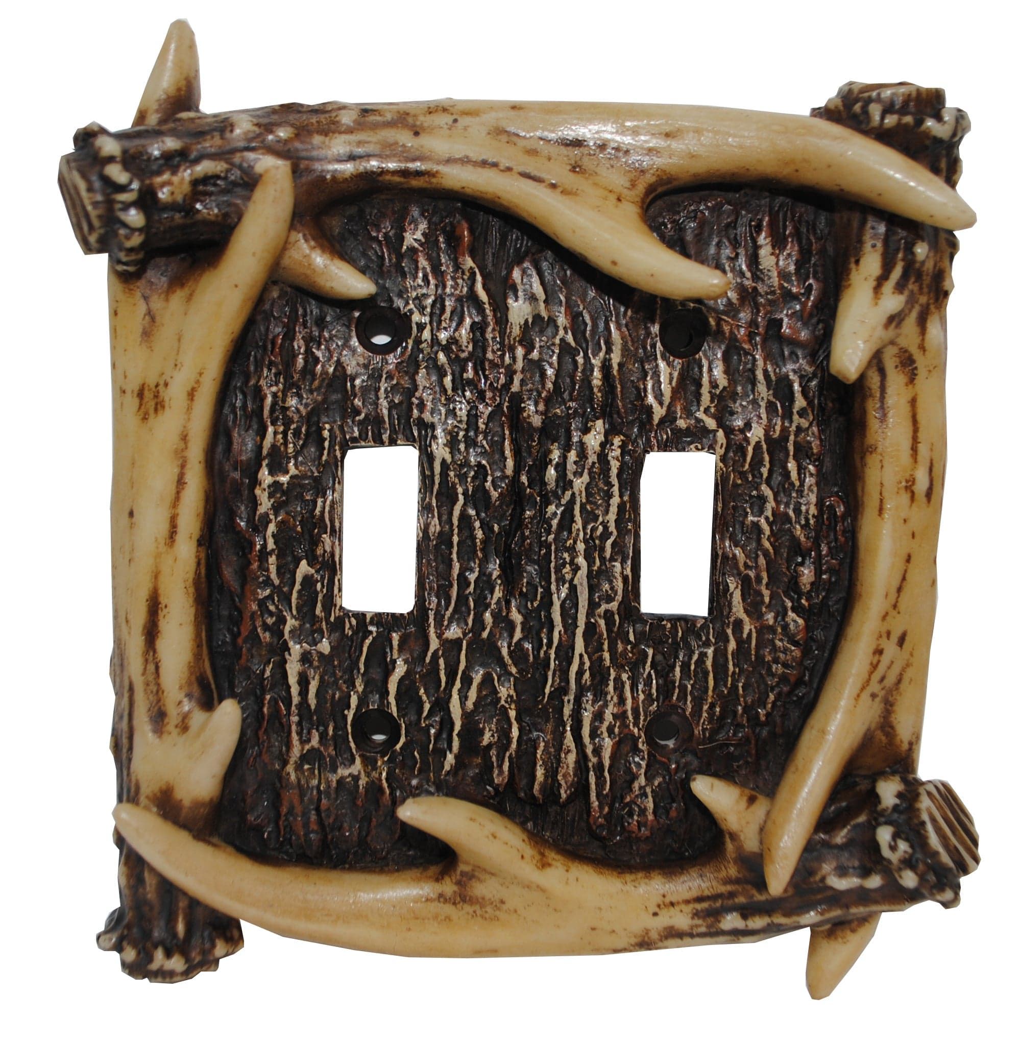 Antler Switch Plate - 5" x 5" Antler Double Wall Switch Plate 4 Per Carton - Brown