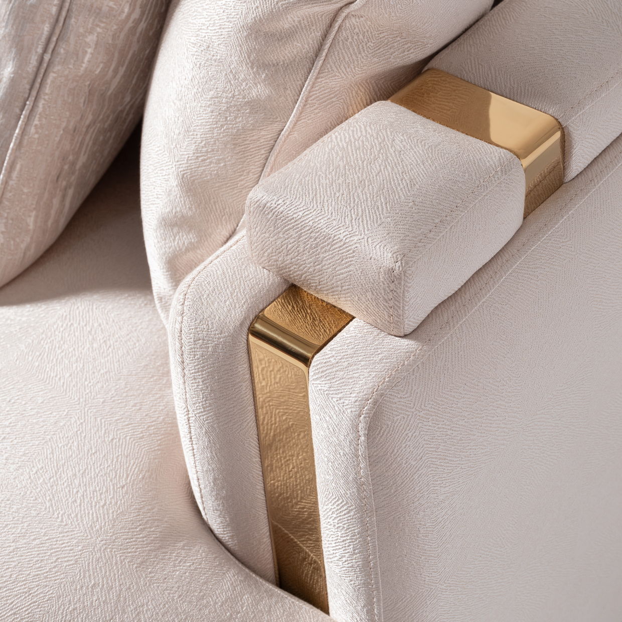 Carmela - Mansion Sofa - Almond / Gold