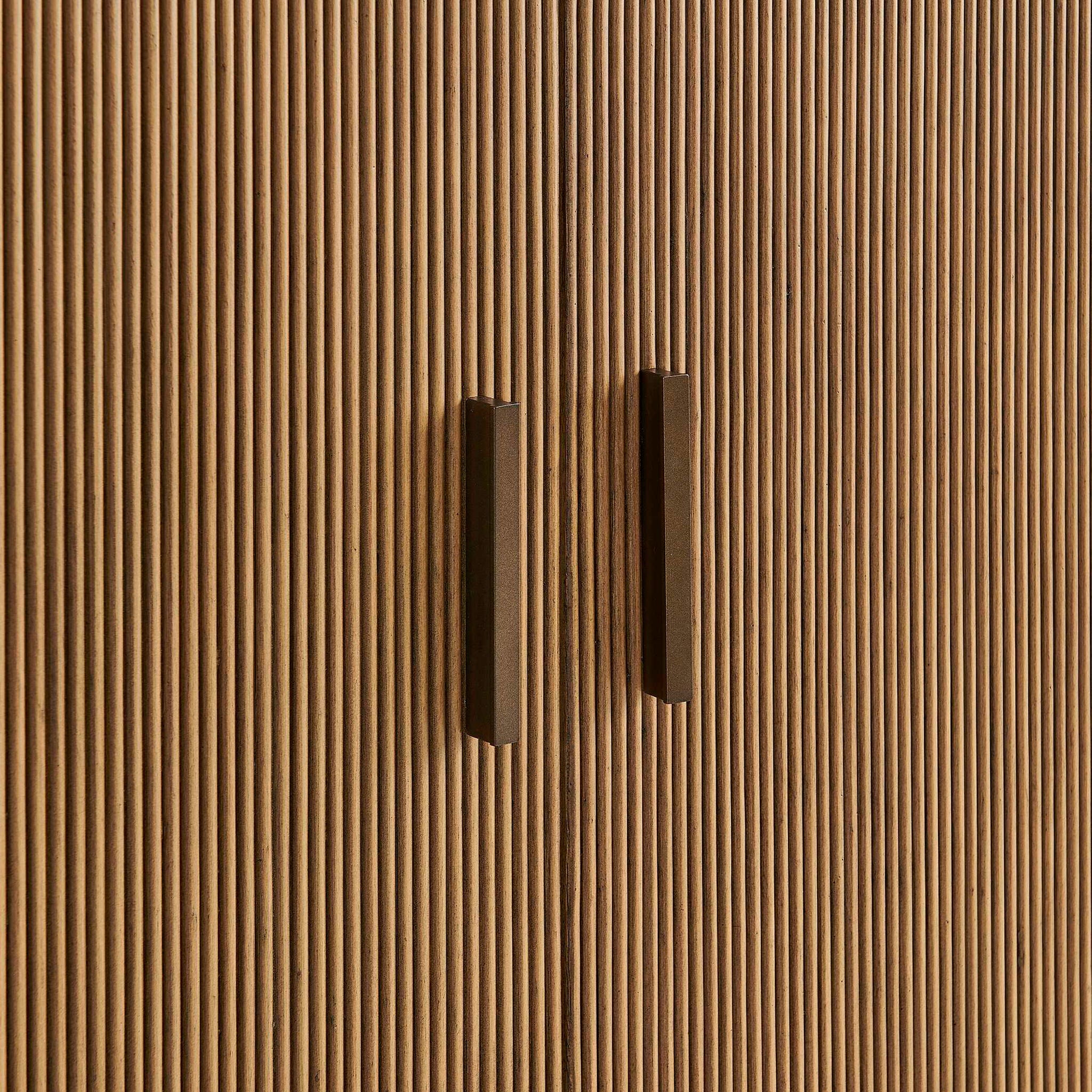 Mebarak - Reeded 2 Door Cabinet - Bronze,White,Woodtone