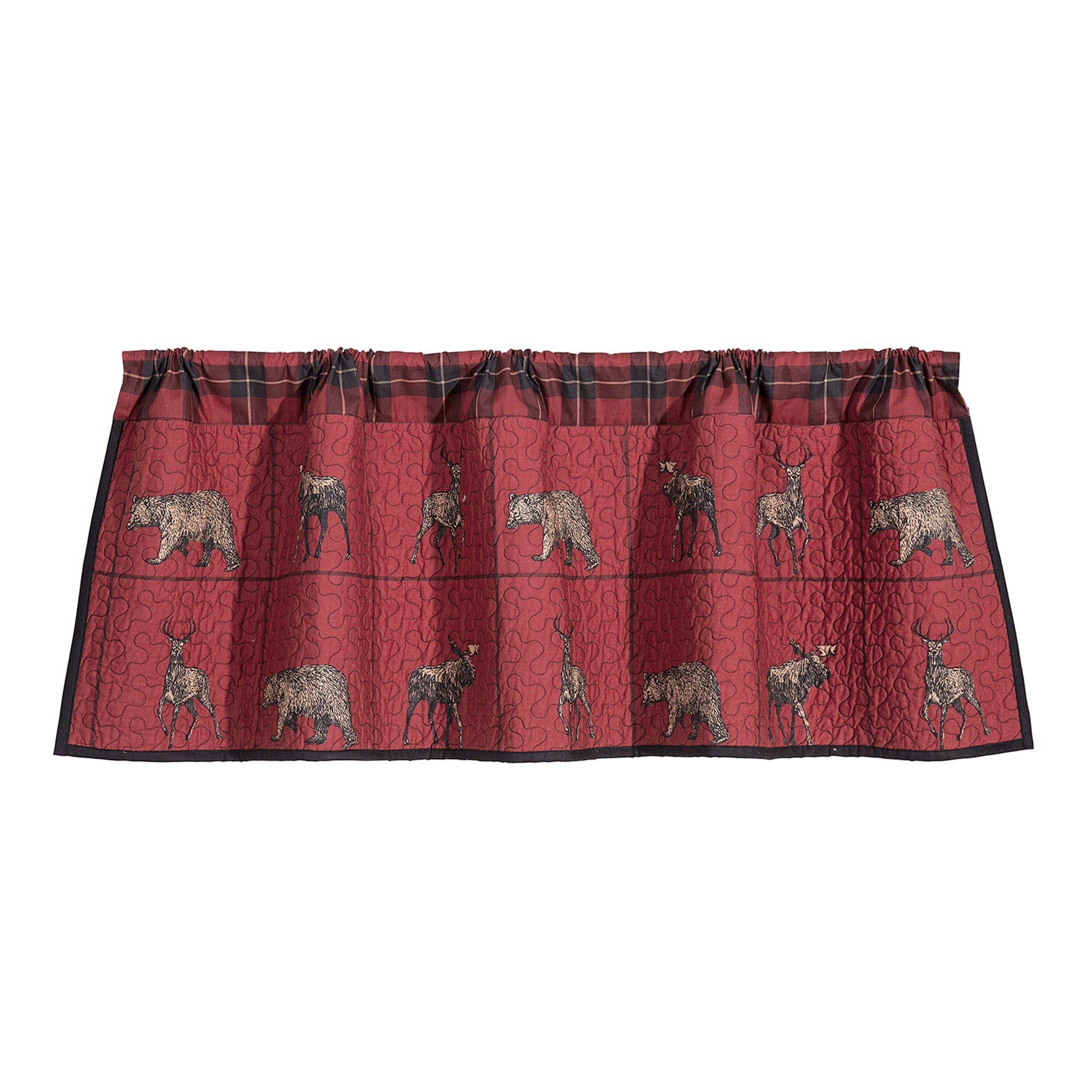 Woodland Plaid - Quilted Valance - Red / Navy