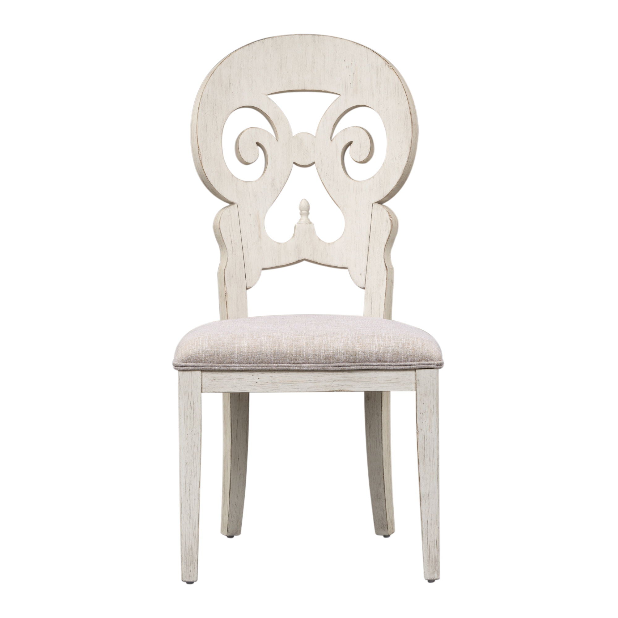 Farmhouse Reimagined - Splat Back Side Chair - Antique White / Chestnut Tops