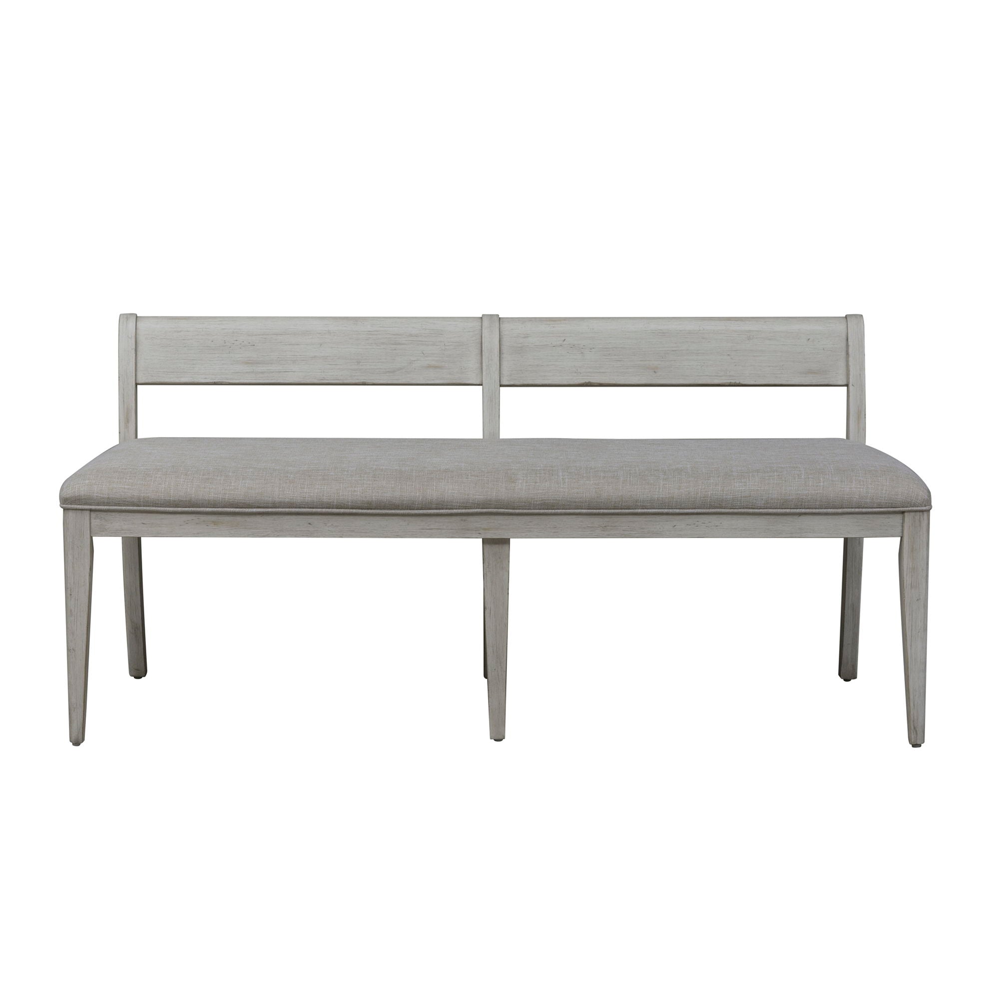 Farmhouse Reimagined - Upholstered Bench - Antique White / Chestnut Tops