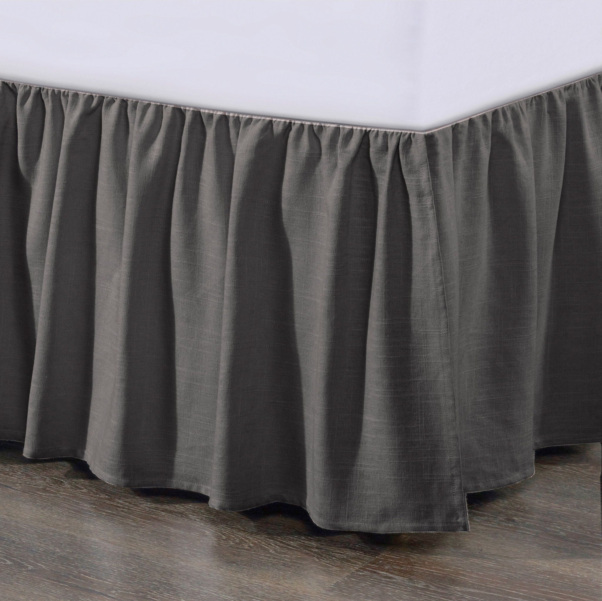 Lily - King Washed Linen Gathered Bed Skirt - Slate