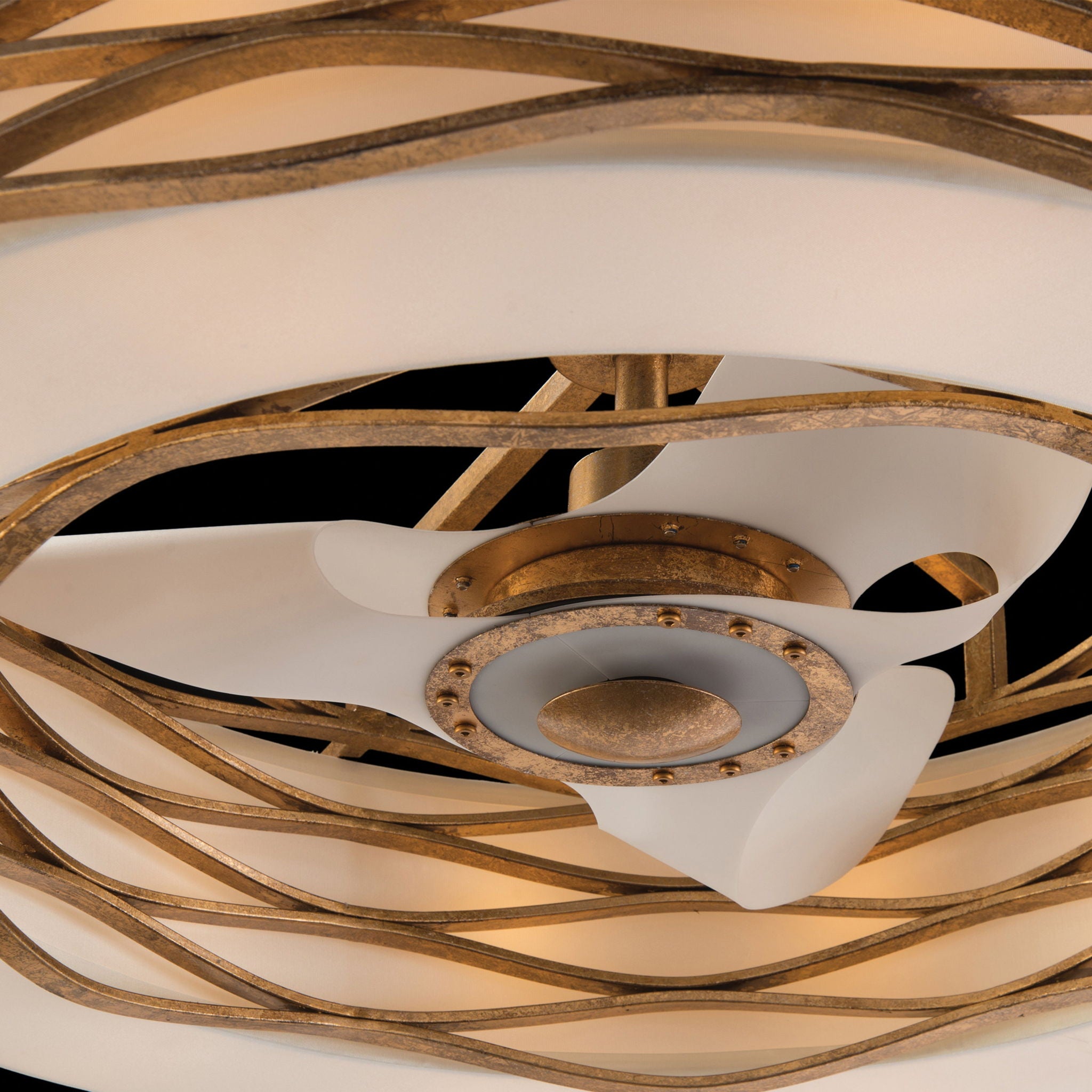 Ribbons of Gold Twelve-Light Pendant with Fan