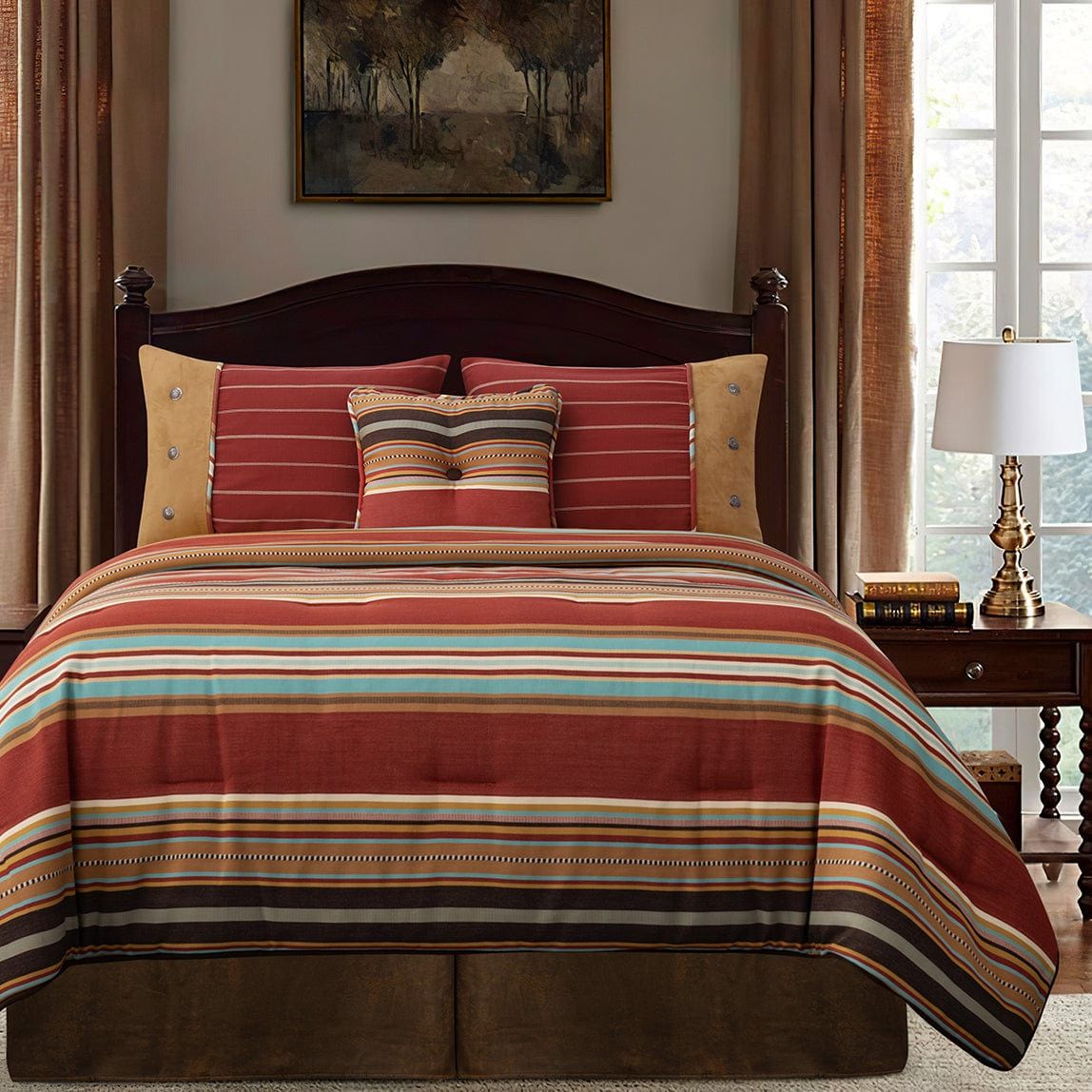 Calhoun - Queen Comforter Set (Set of 5) - Red / Brown