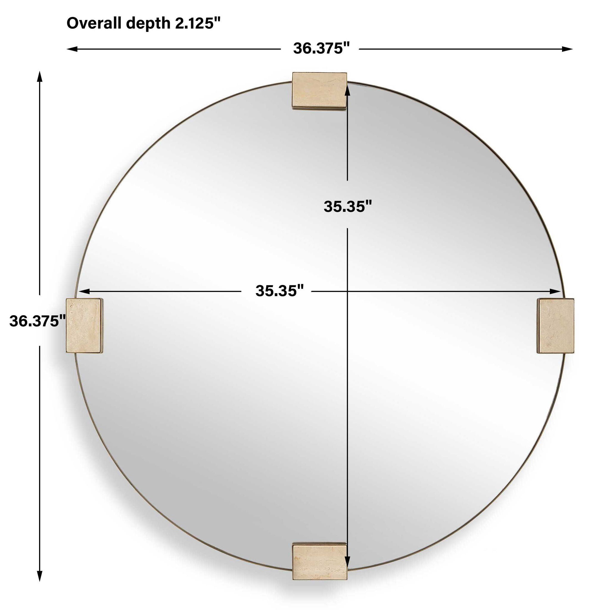 Russo - Travertine Round Mirror - Bronze / Brown / Gold