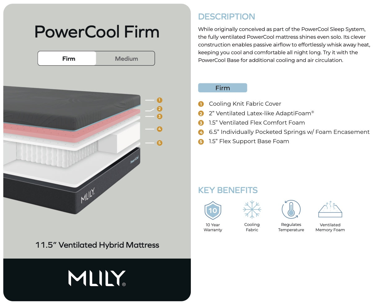 PowerCool 11.5" Mattress