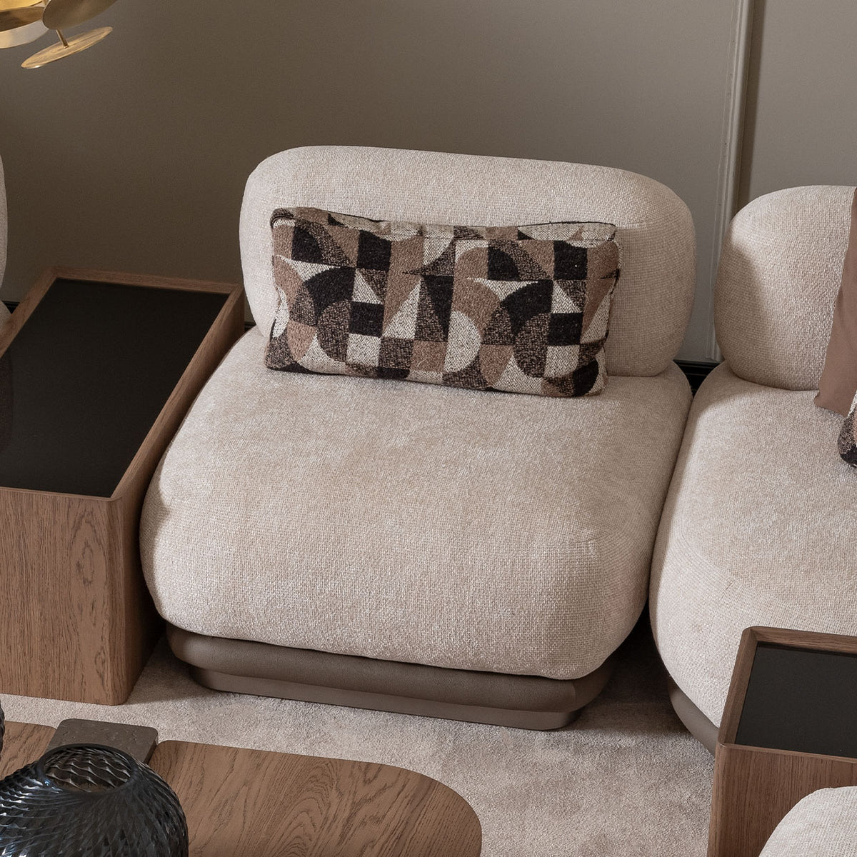 Michael Amini Bristol Point Armless Chair Saddle Brown — detail or alternate view