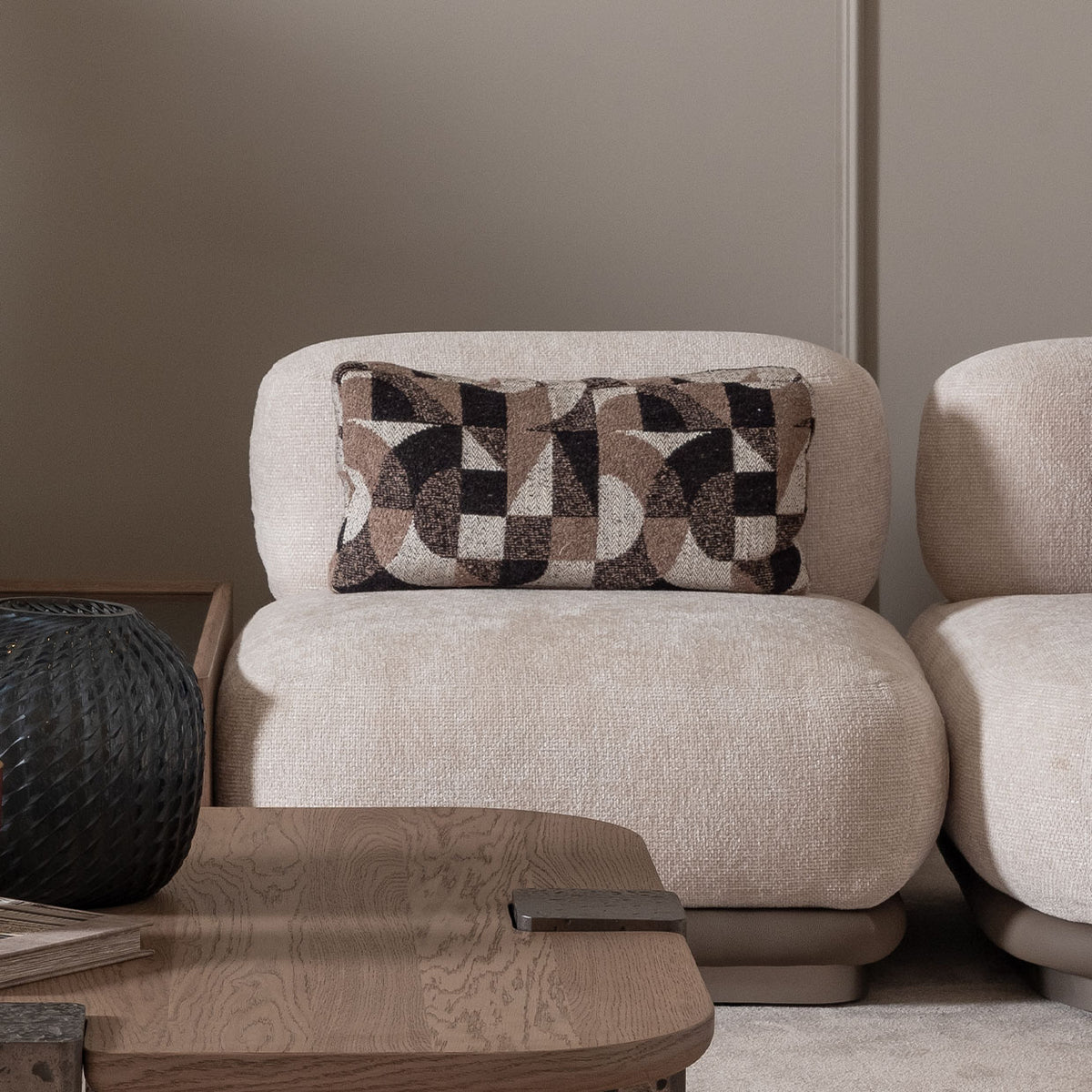 Michael Amini Bristol Point Armless Chair Saddle Brown — lifestyle view