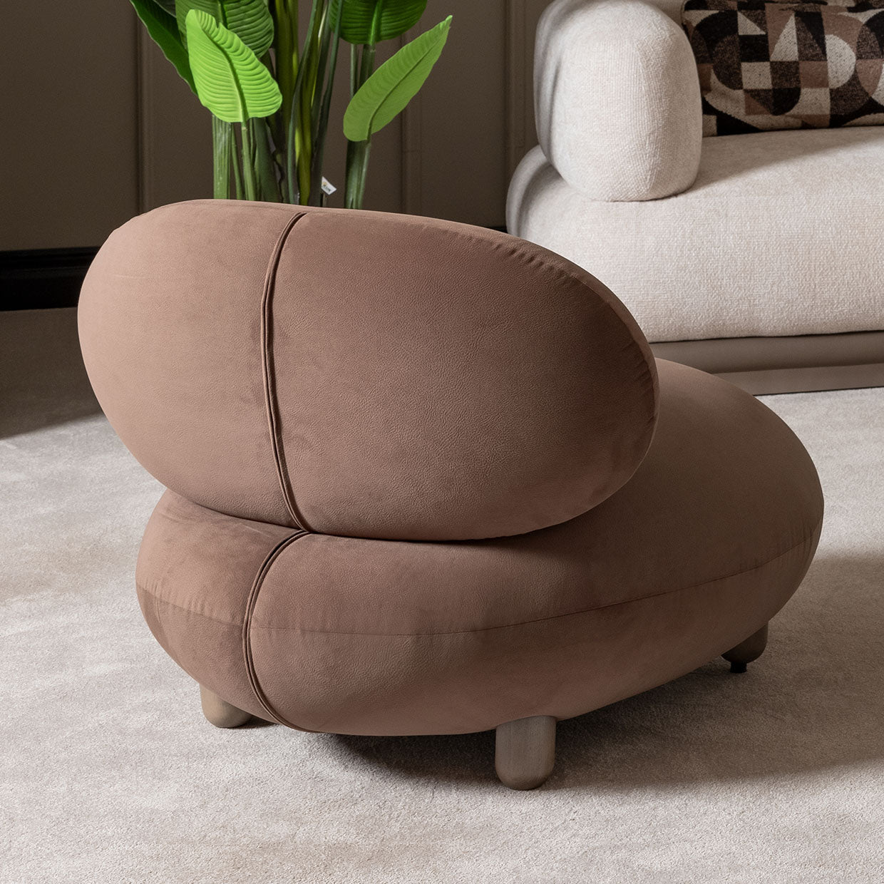 Michael Amini Bristol Point Accent Chair Saddle Brown — detail or alternate view