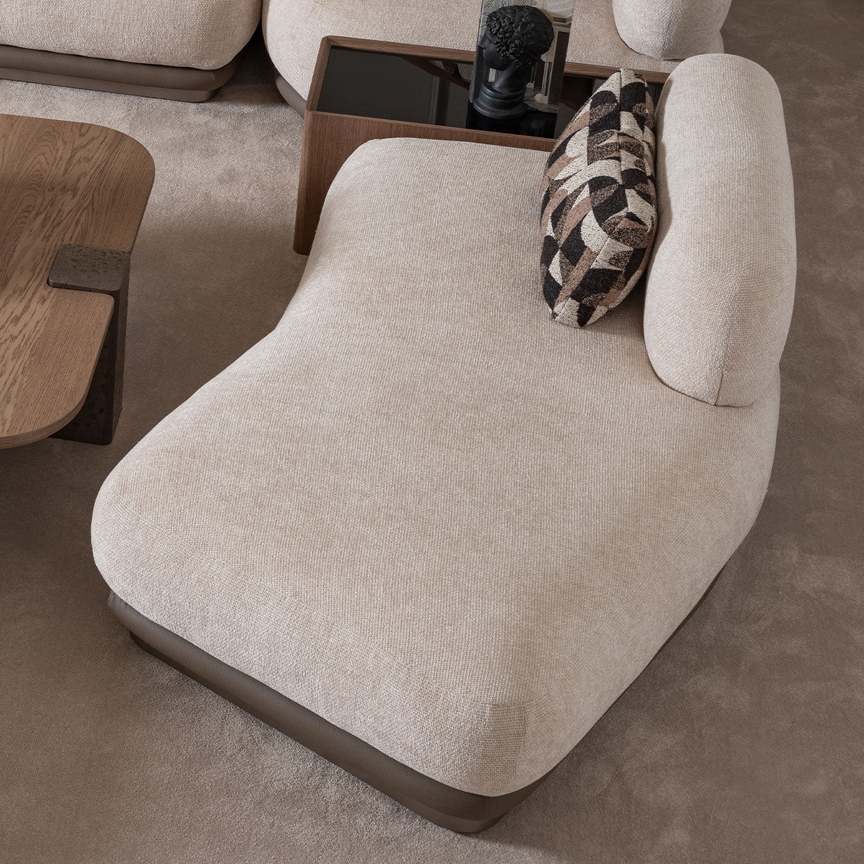 Michael Amini Bristol Point Armless Chaise Saddle Brown — detail or alternate view
