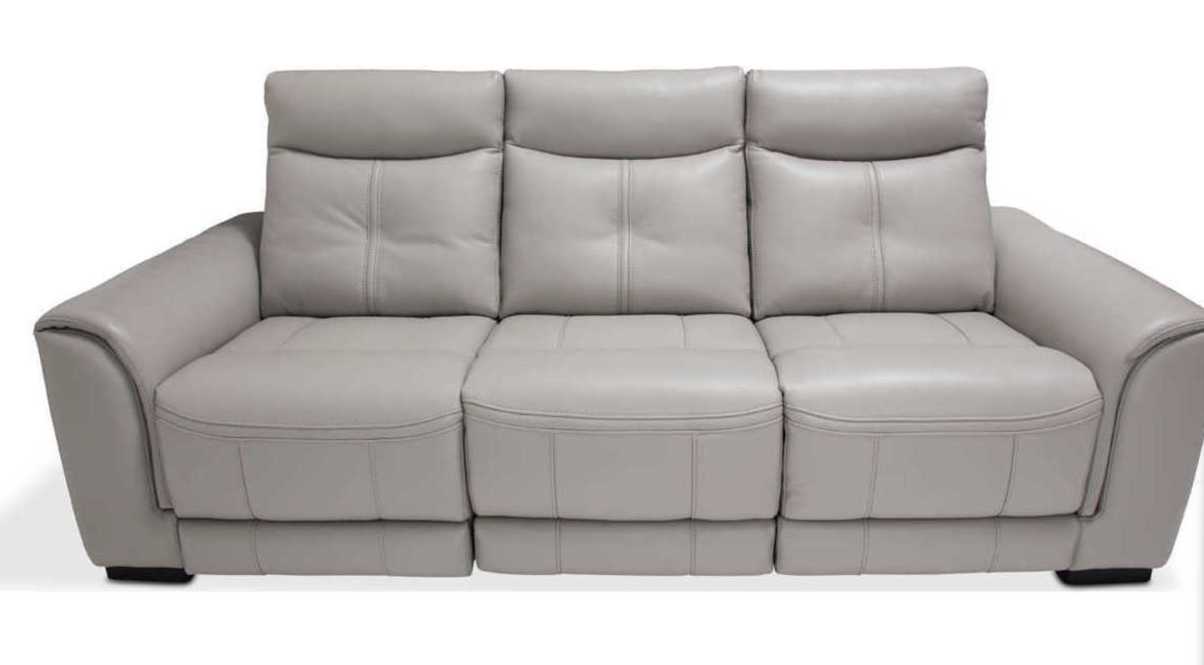 Bentley 3-Piece Power Reclining Leather Sofa in Light Gray