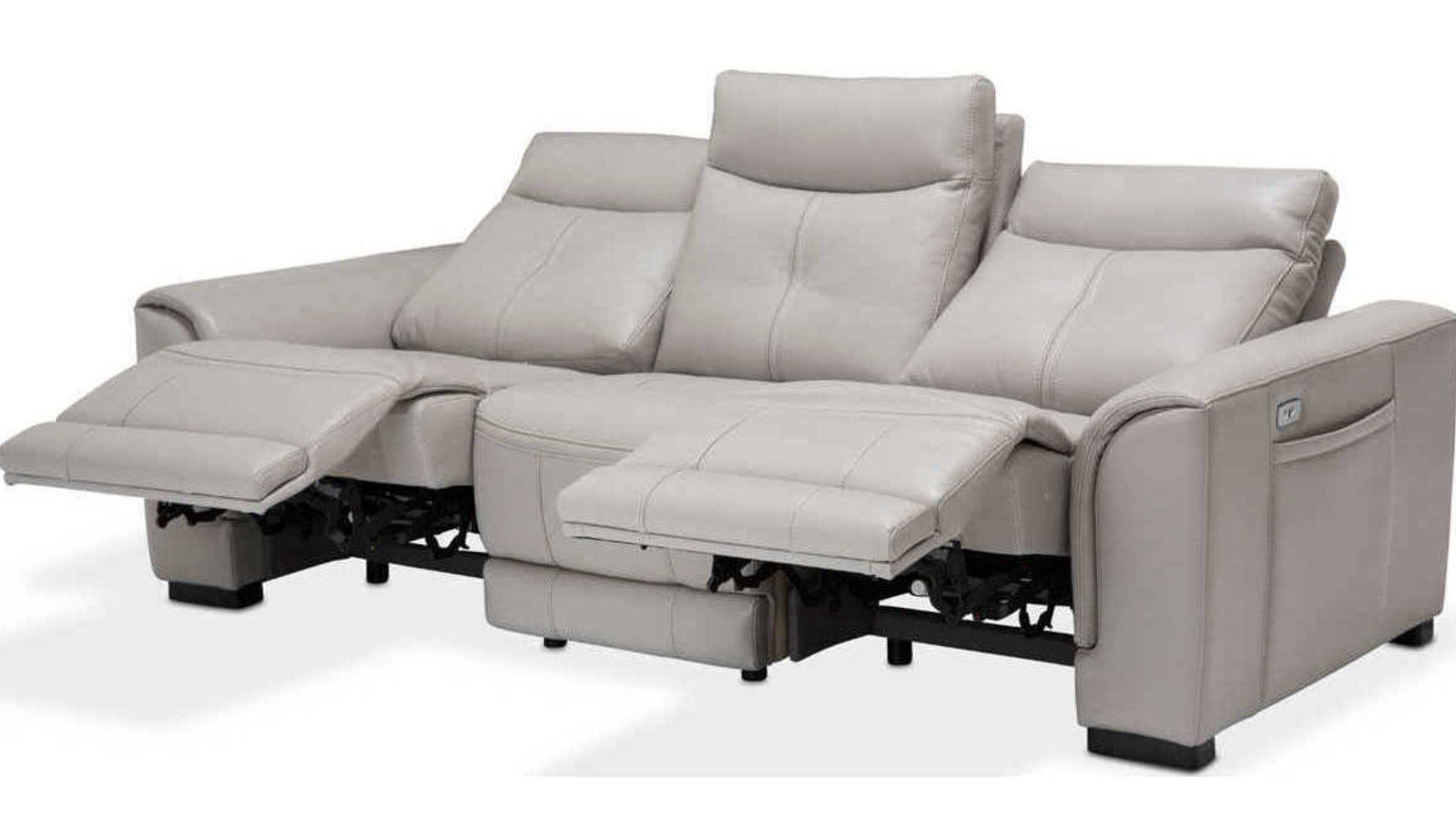 Bentley 3-Piece Power Reclining Leather Sofa in Light Gray