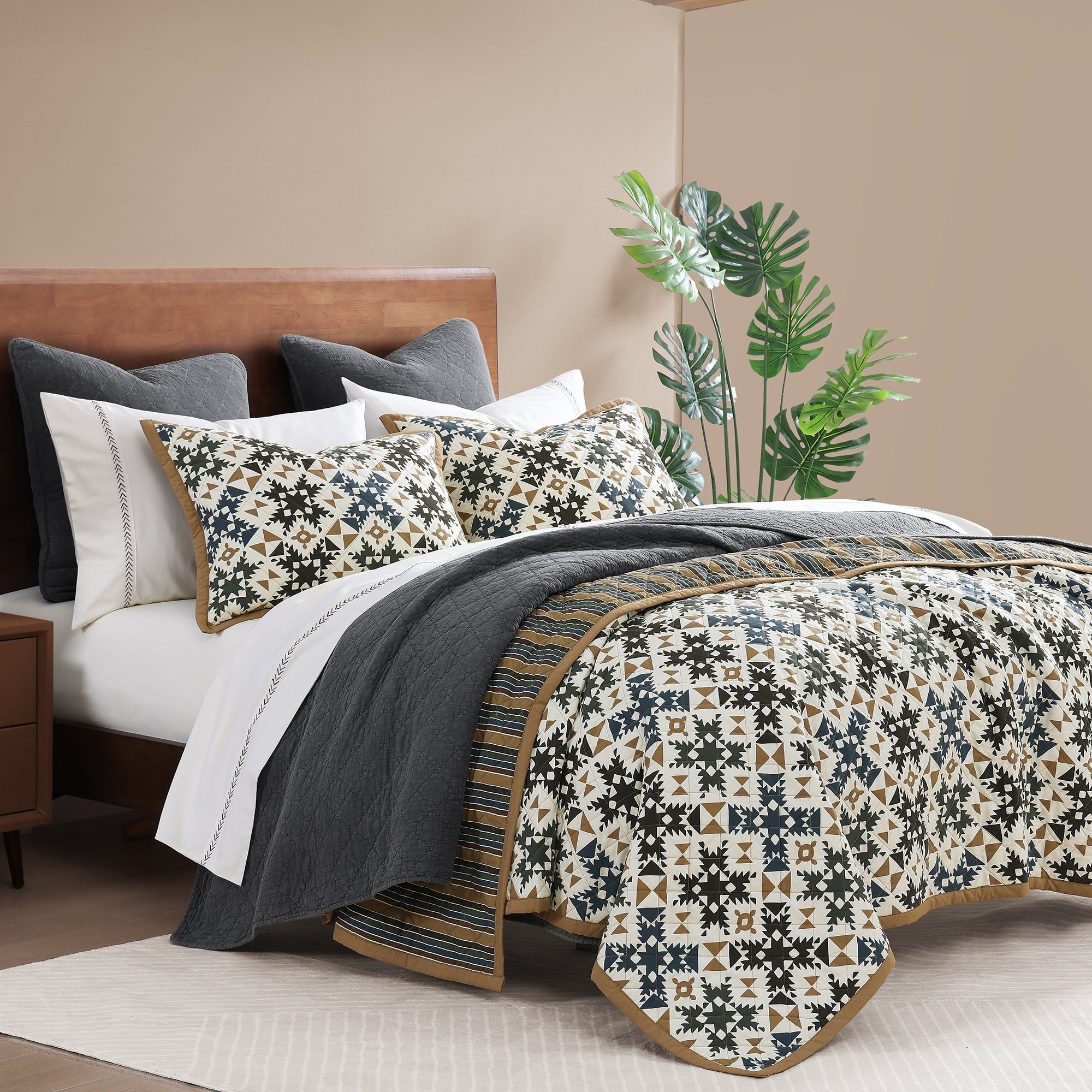 Mosaic - Twin Reversible Quilt Set (Set of 2) - Multi Color