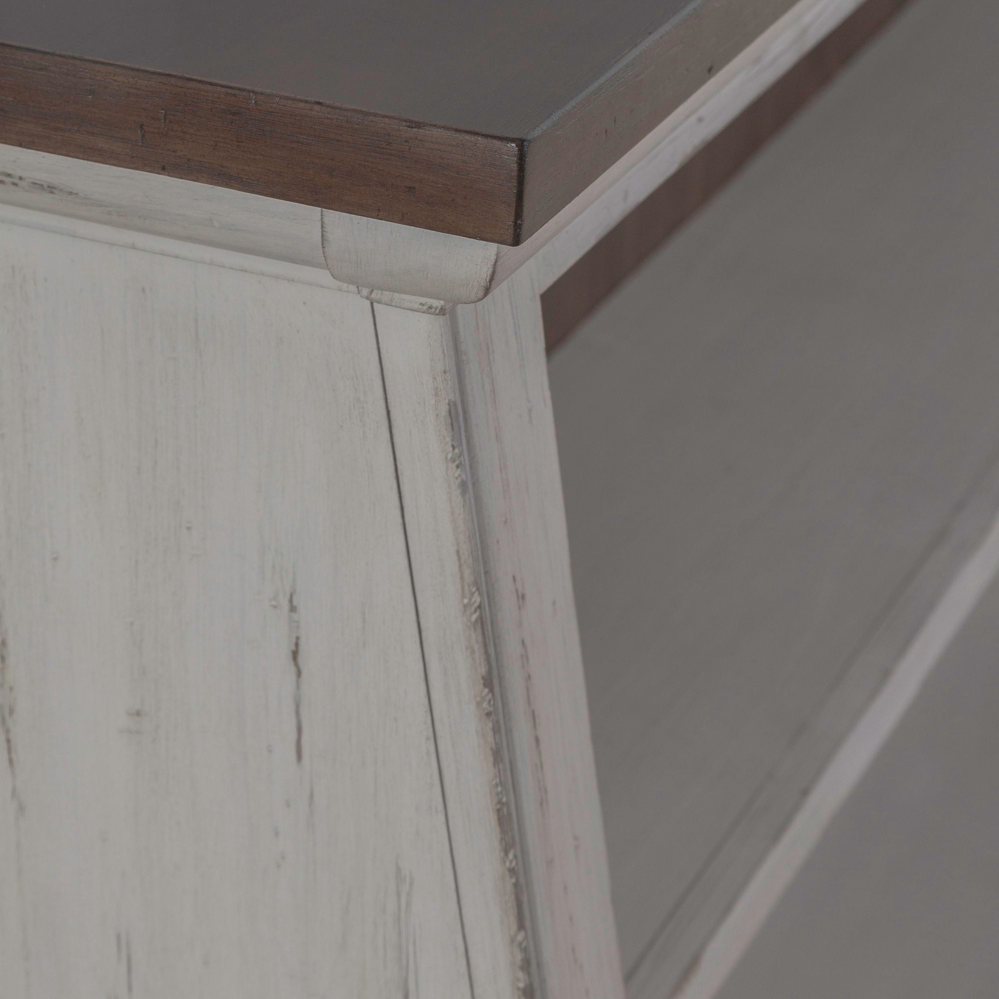 River Place - Angled Server Hutch - Riverstone White & Tobacco