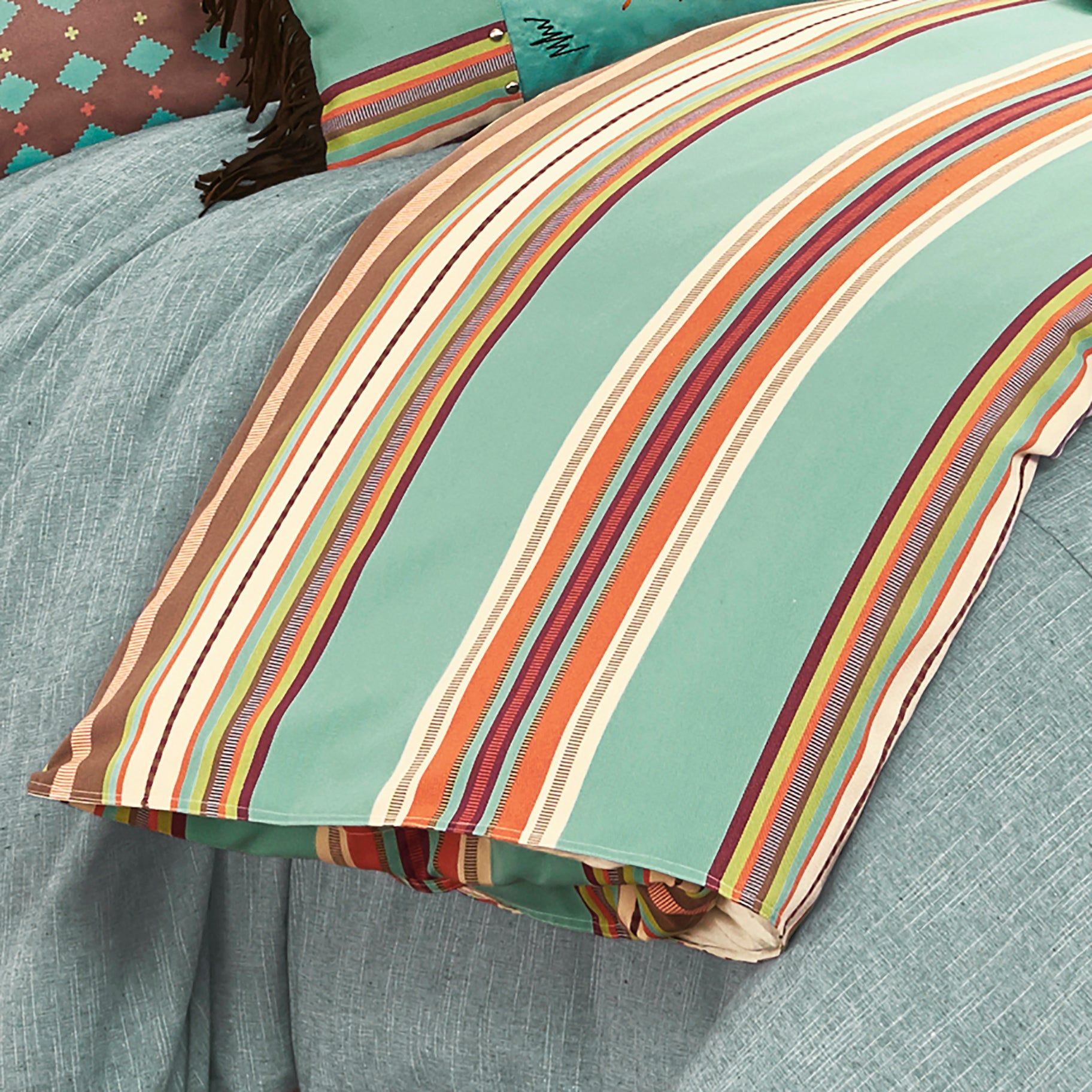 Serape - Twin Comforter Set (Set of 2) - Turquoise / Brown