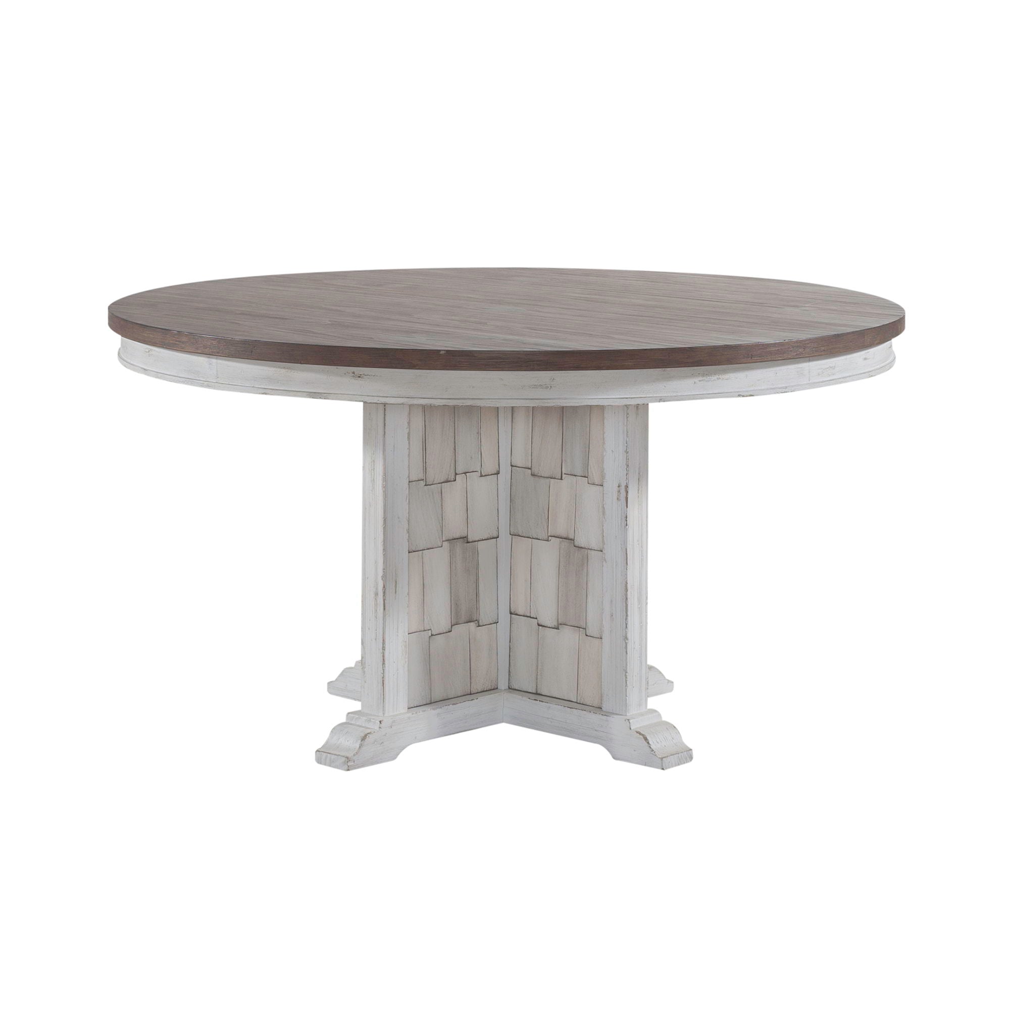 River Place - Pedestal Table - Riverstone White & Tobacco